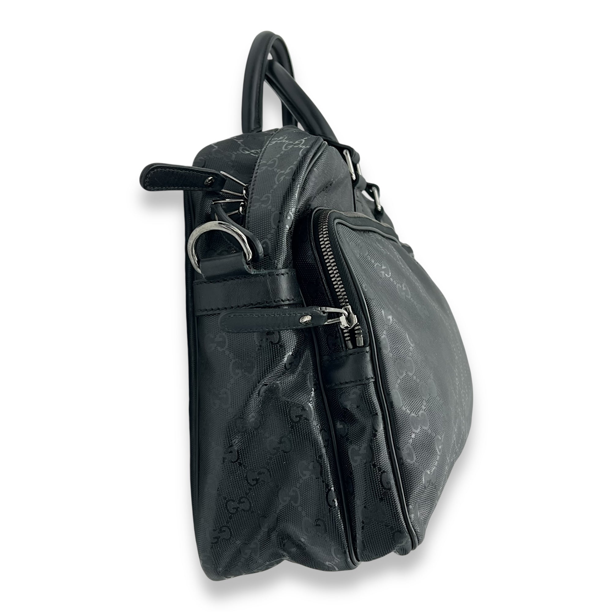 GG Imprime Black Messenger in Coated Canvas, Silver hardware - Image 4