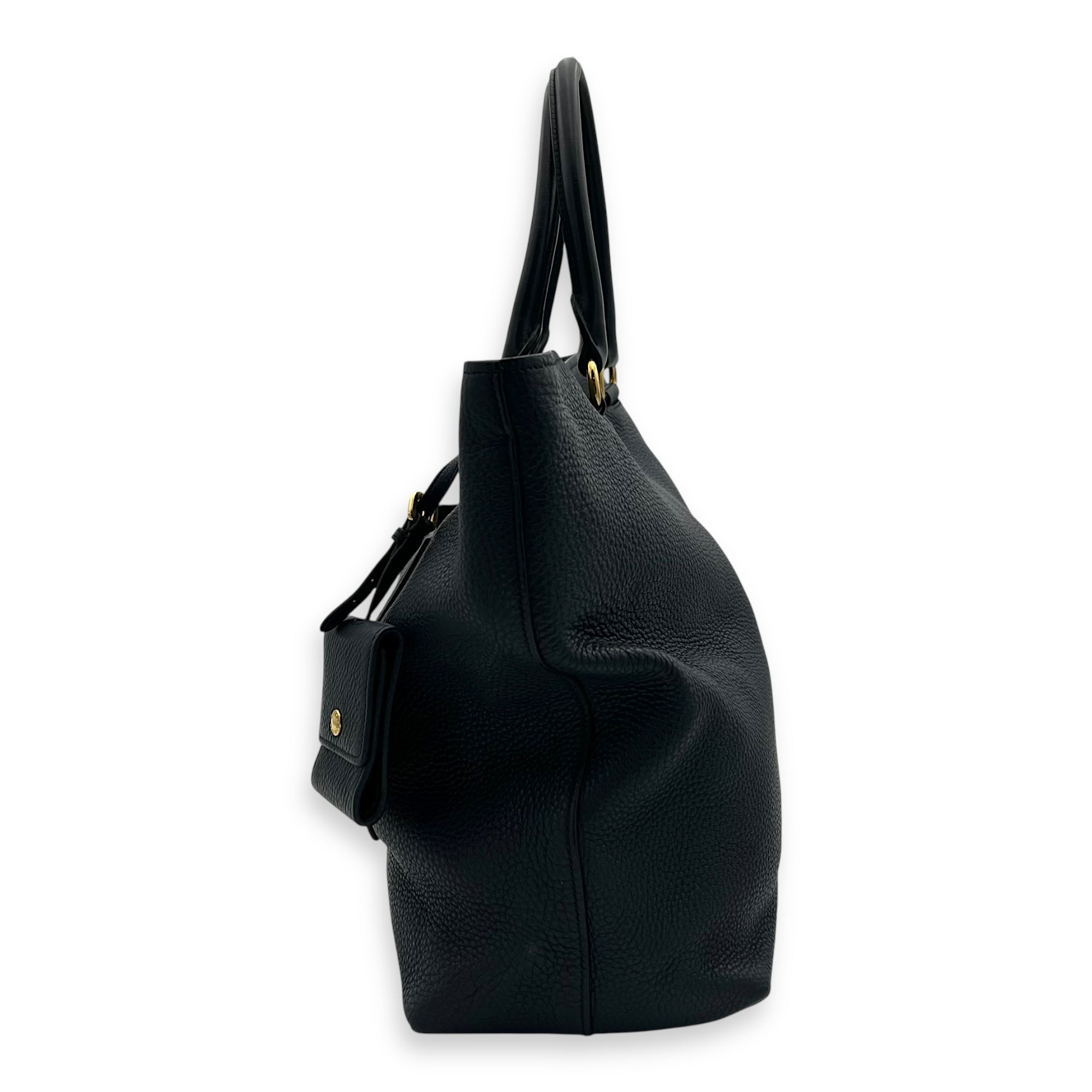 2 way bag Top Handle Bag Blue in Calfskin, Gold hardware - Image 4