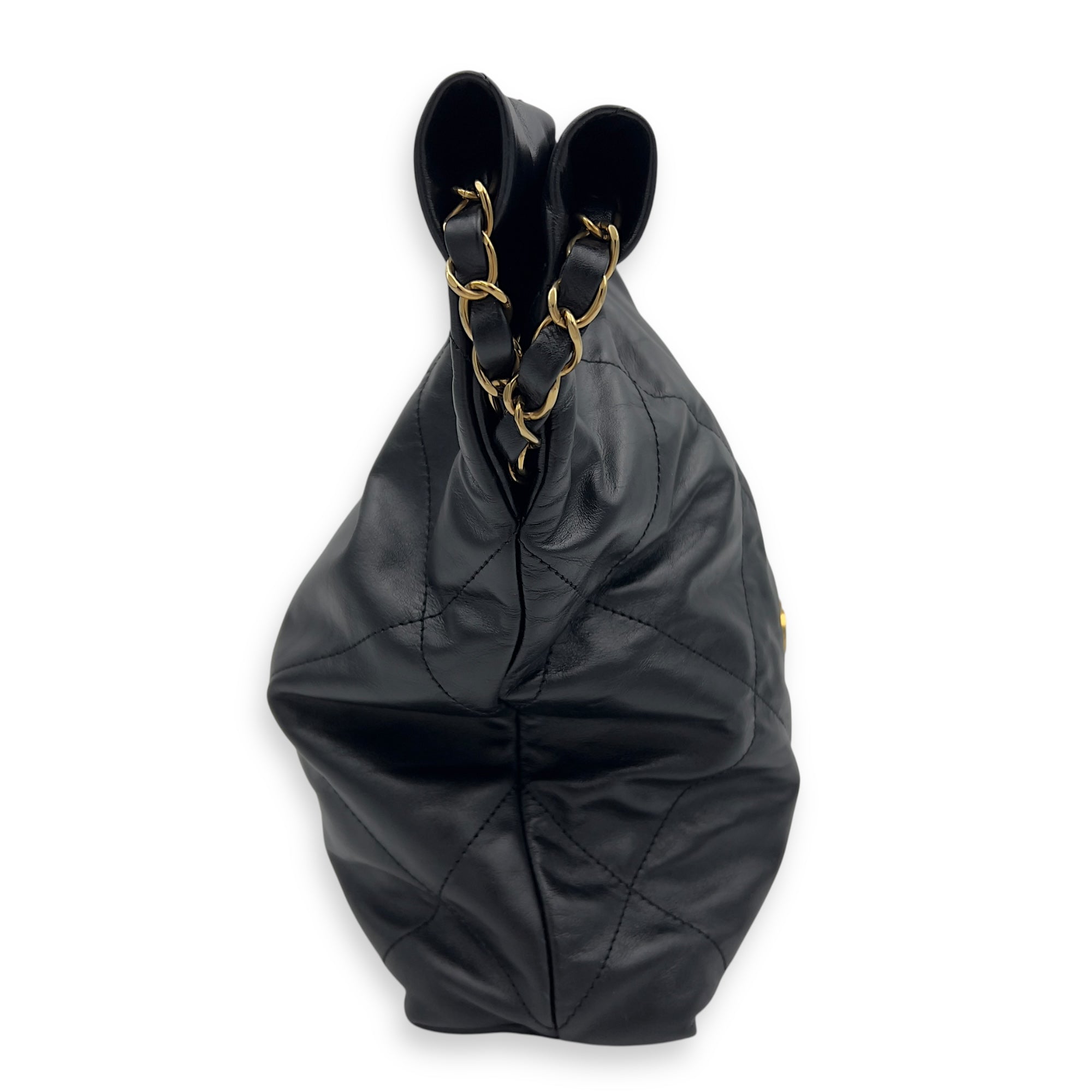 22 Tote Shoulder Bag Small Black in Calfskin, Gold hardware - Image 4