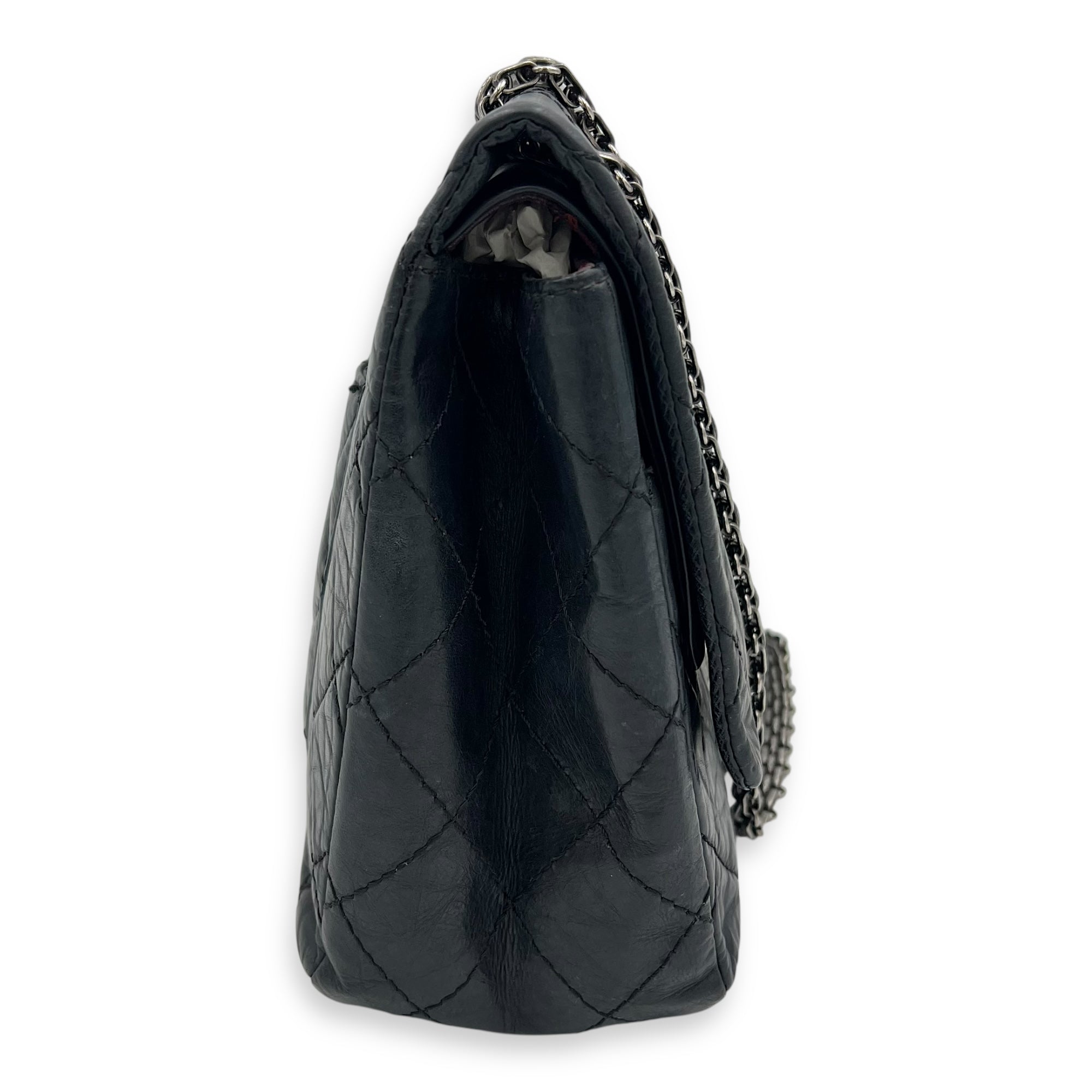 2.55 227 Black Shoulder Bag in Calfskin, Ruthenium hardware - Image 4
