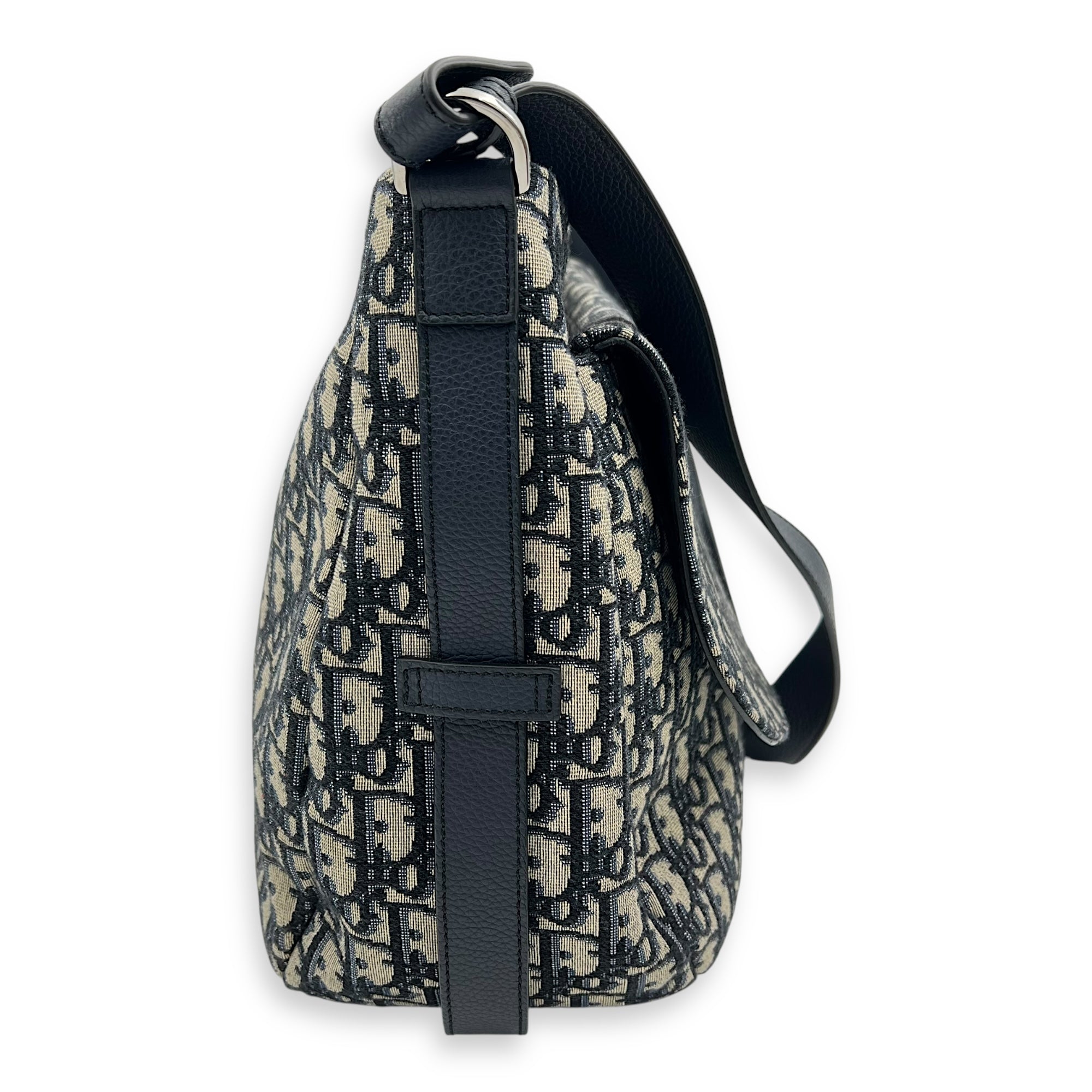 Soft Saddle Hobo Blue Shoulder Bag in Jacquard, Silver hardware - Image 4