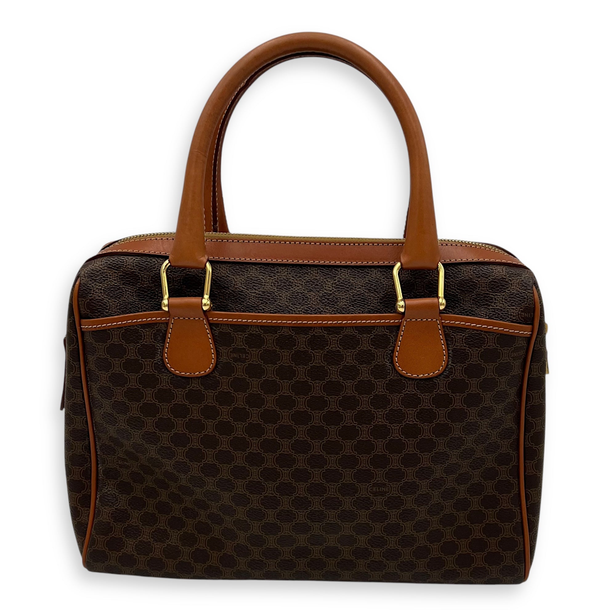 Macadam Top Handle Bag Brown in Coated Canvas, Gold hardware - Image 3