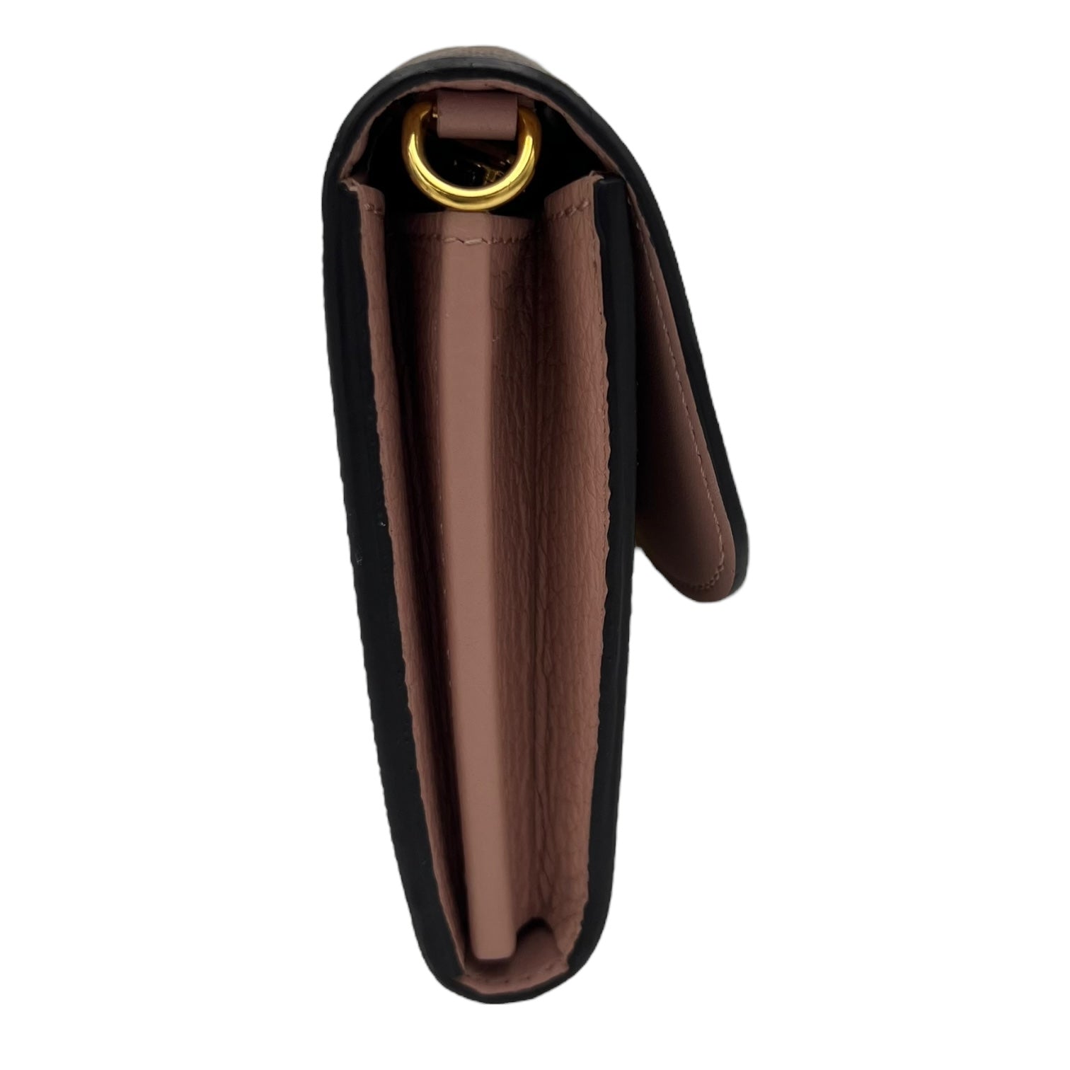 Croisette Wallet On Chain Damier Ebene in Coated Canvas, Gold hardware - Image 5