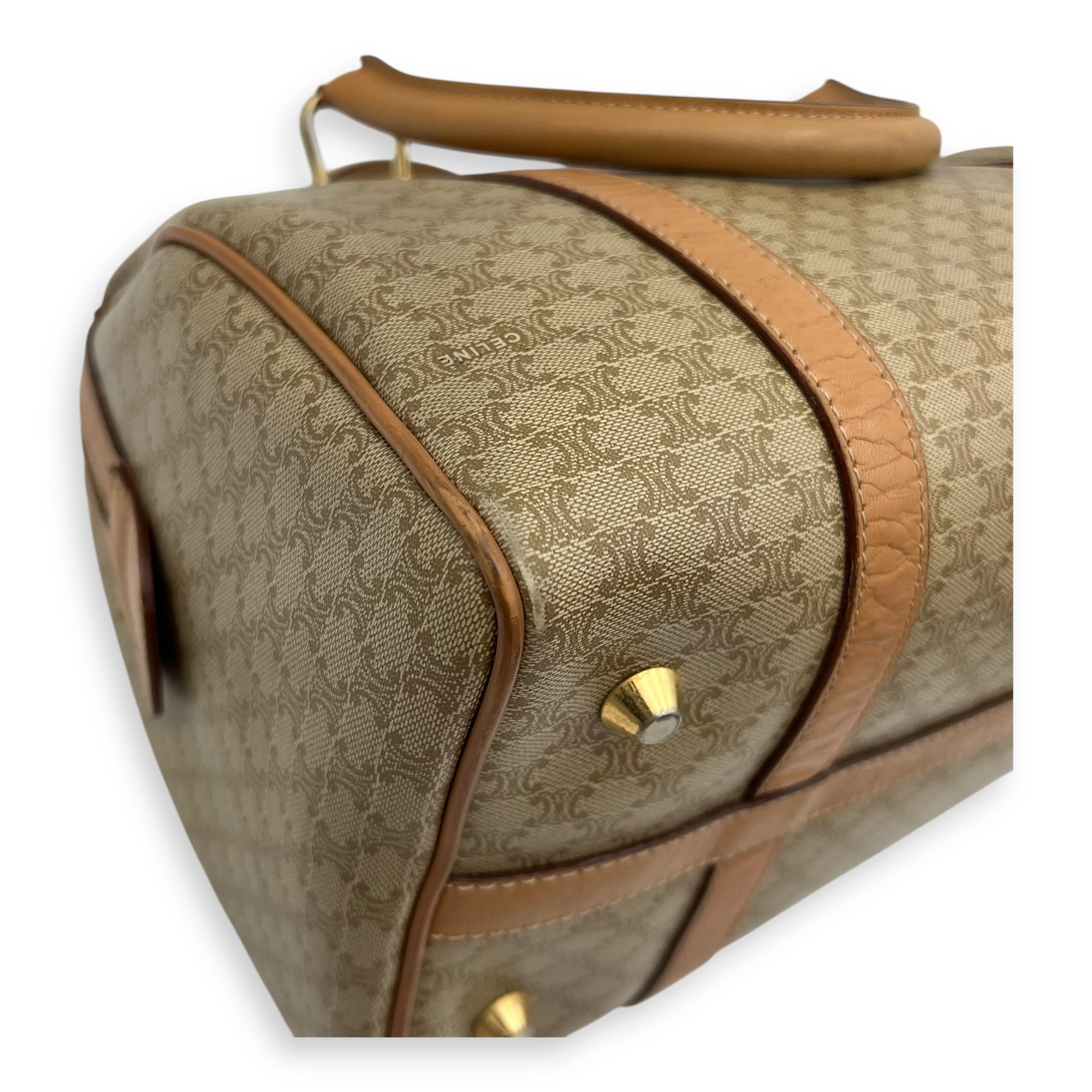 Vintage Macadam Boston Top Handle Bag Beige in Coated Canvas, Gold hardware - Image 12