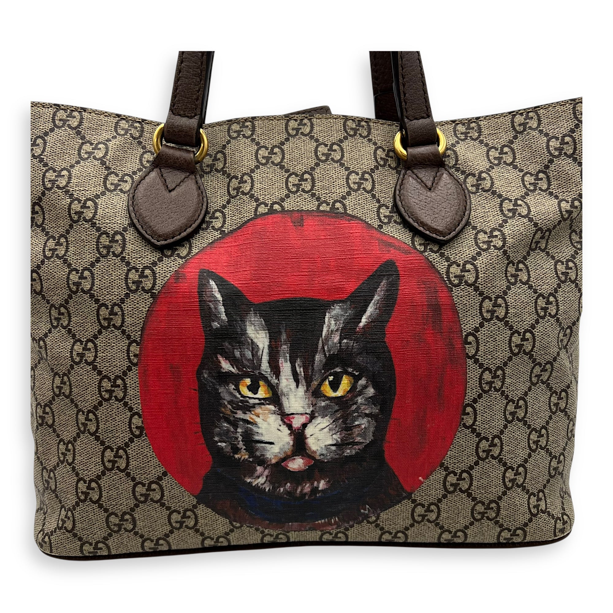 GG Supreme Mystic Cat Grey Duffle Bag in Coated Canvas, Gold hardware - Image 9