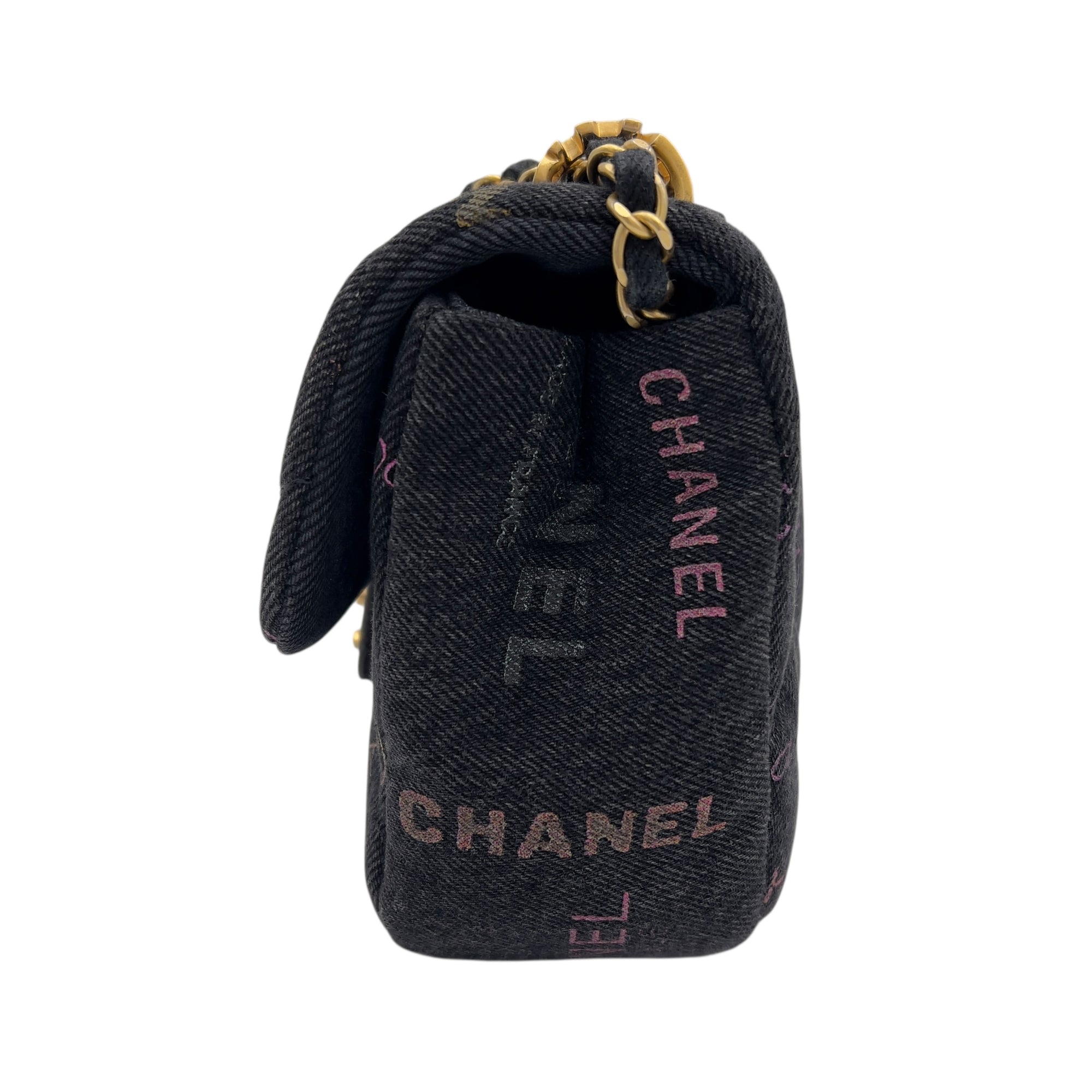 Mood Multi-colour Shoulder Bag in Denim, Gold hardware - Image 5