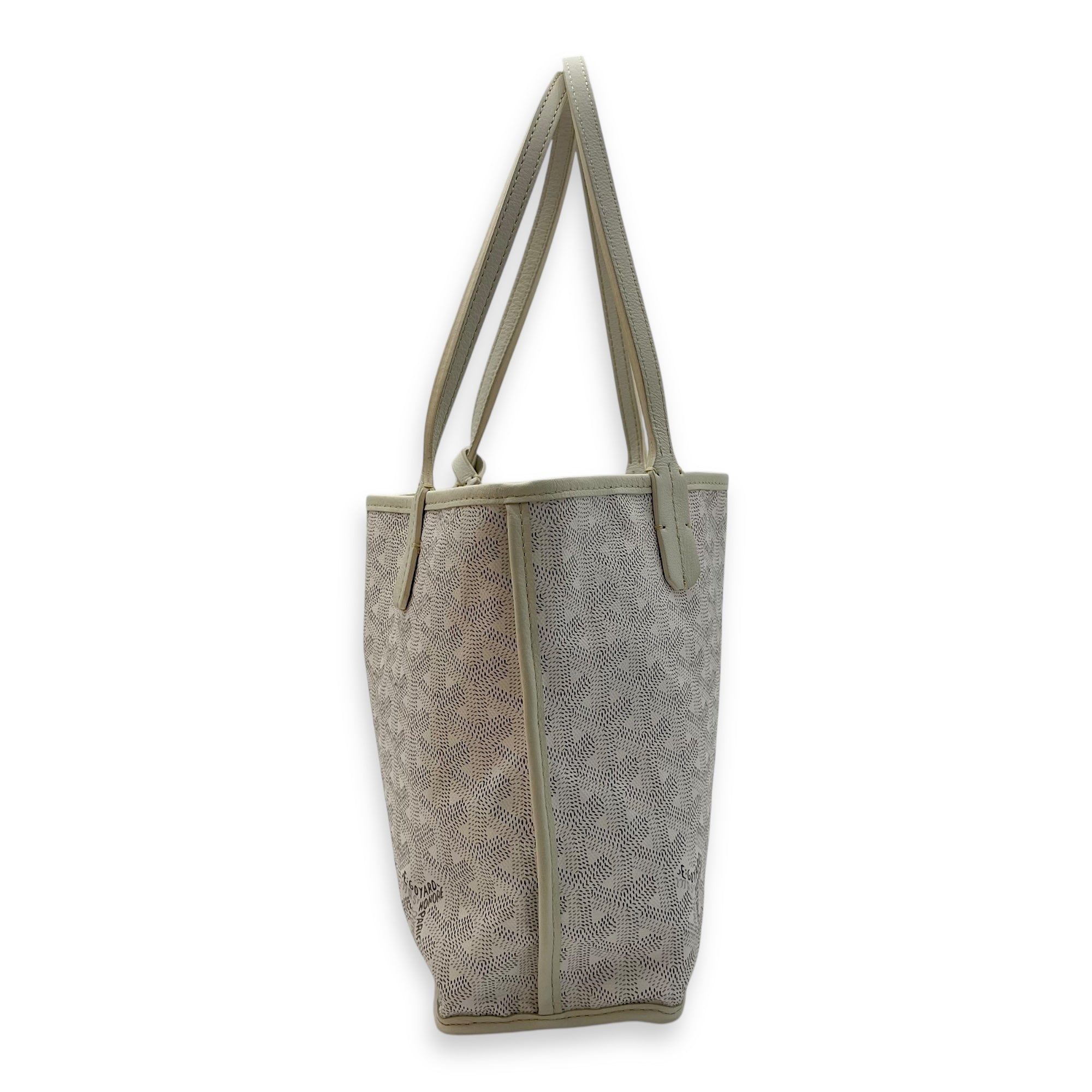 Anjou Tote Bag Mini White in Coated Canvas, Silver hardware - Image 5