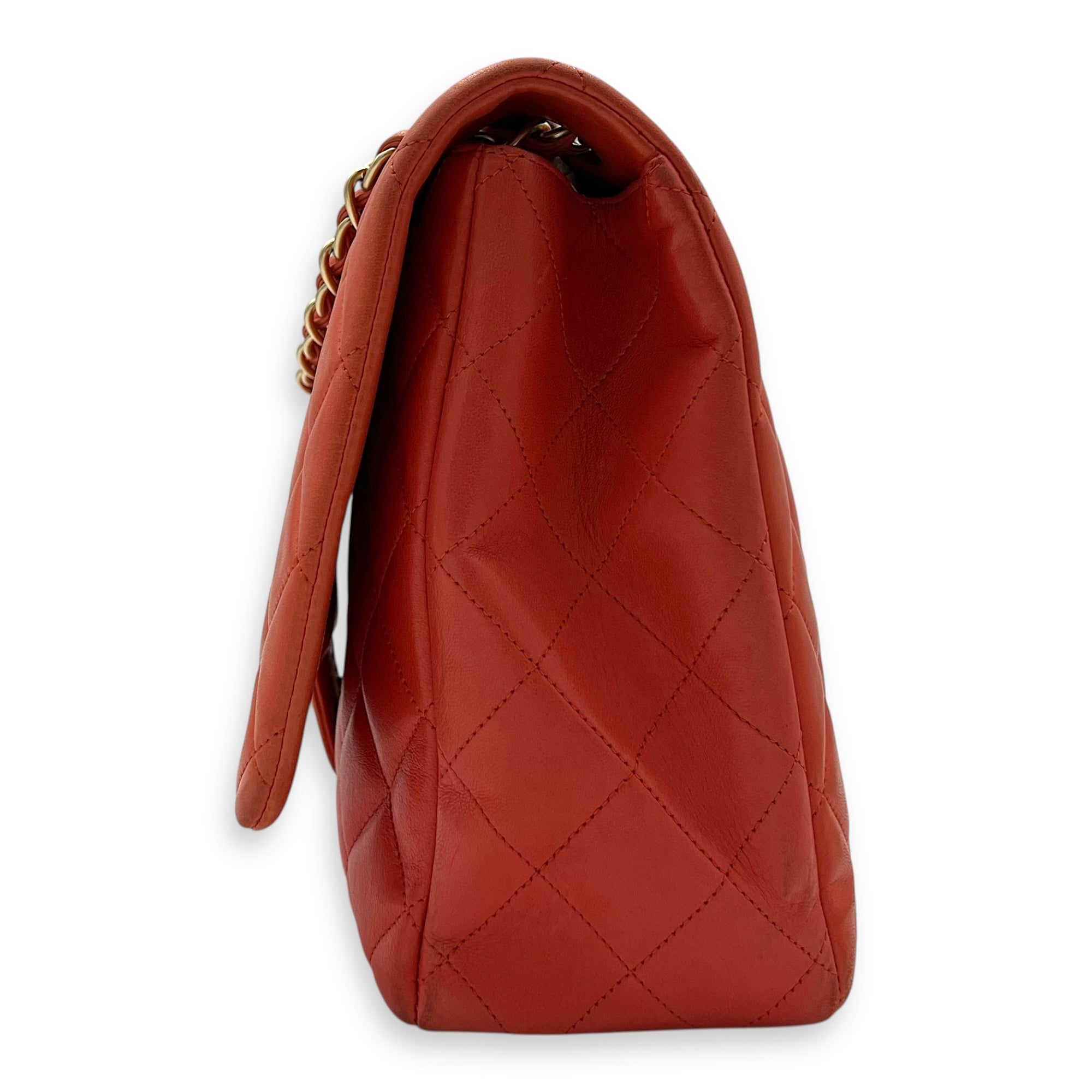 Classic Orange Shoulder Bag in Lambskin, Brushed Gold hardware - Image 5