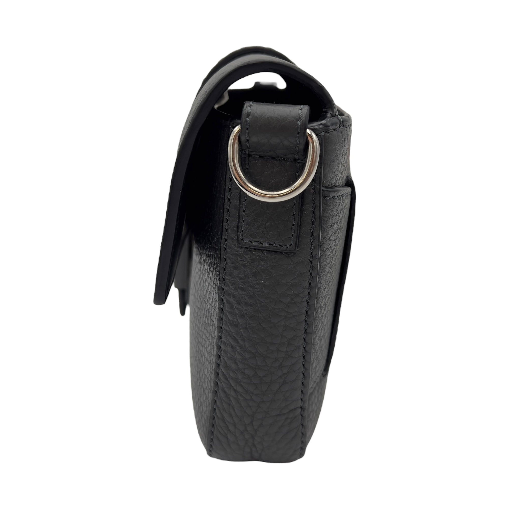 Baguette Crossbody Bag Small Grey in Calfskin, Silver hardware - Image 5