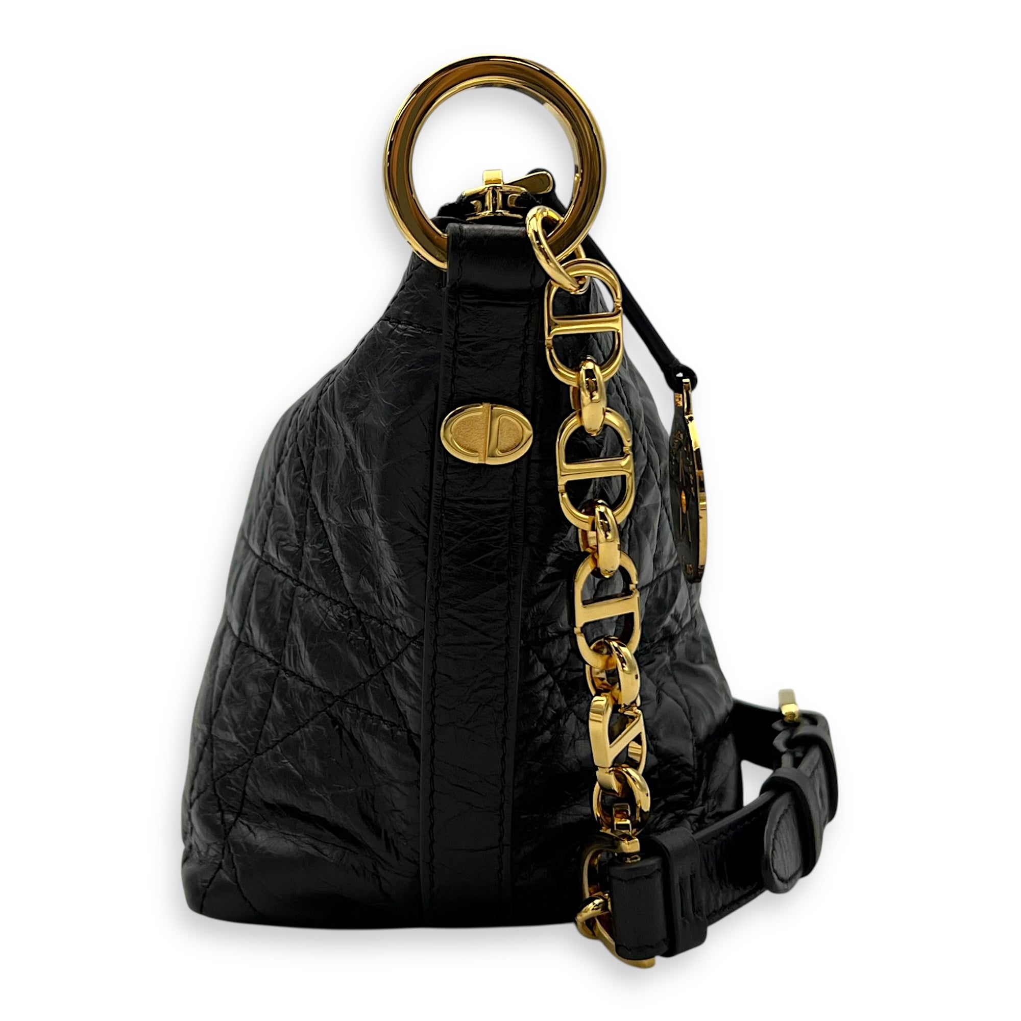 Hobostar Shoulder Bag Black in Calfskin, Gold hardware - Image 5