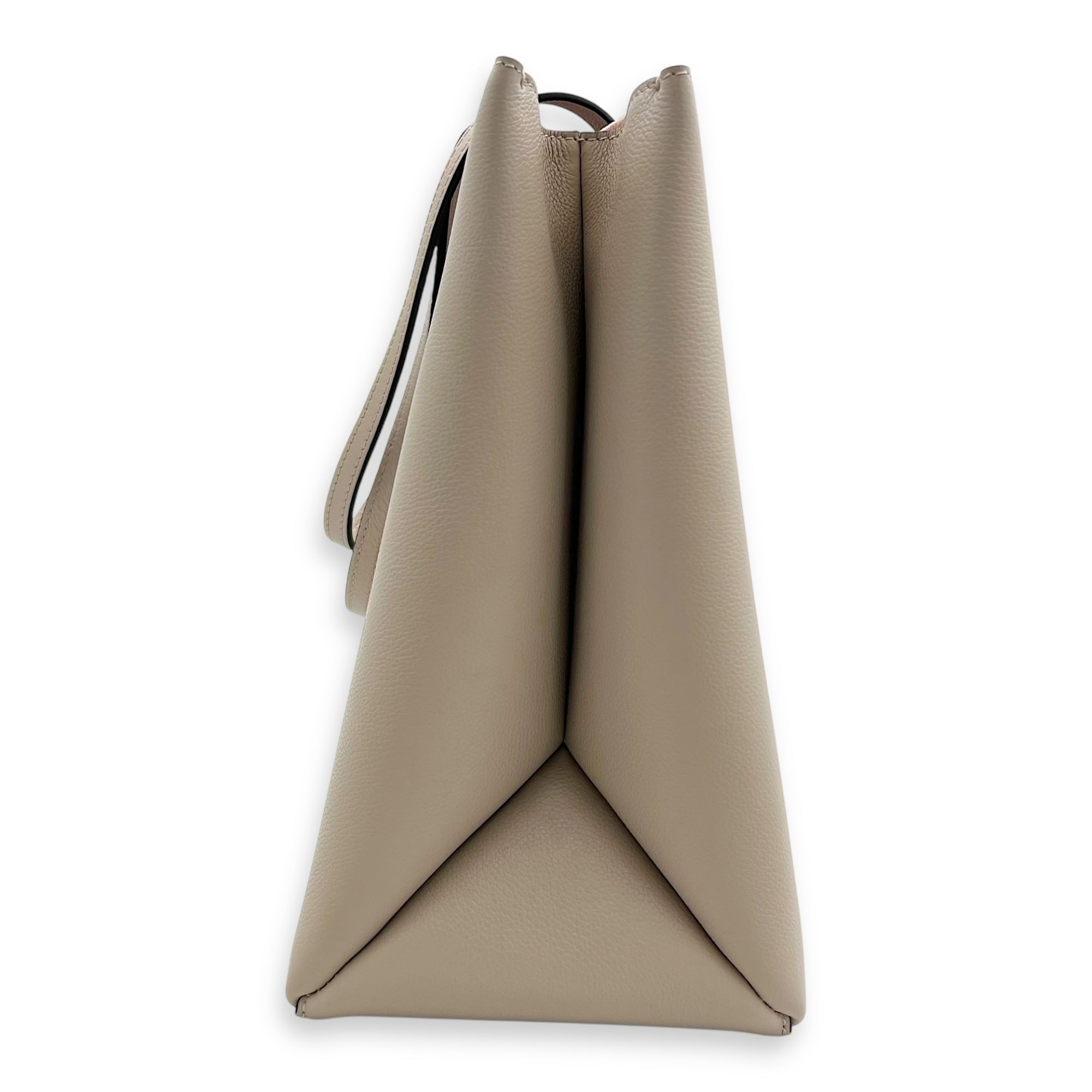 Lock Me Beige Tote Bag in Taurillon Leather, Gold hardware - Image 5