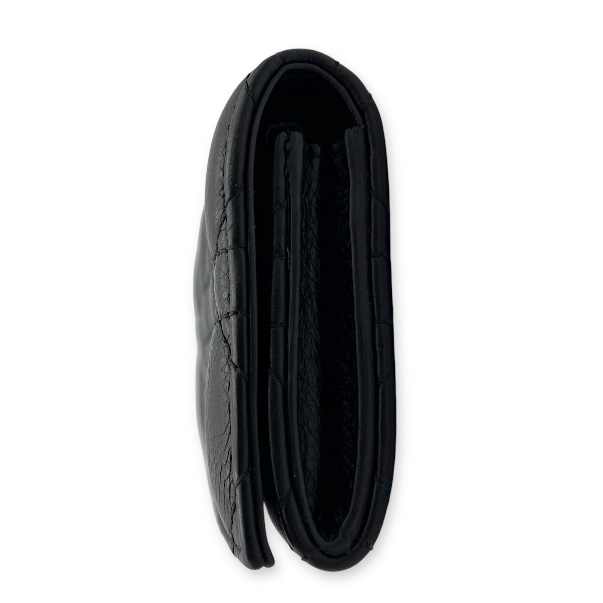 Cannage Card Holder Black in Calfskin, Gold hardware - Image 5