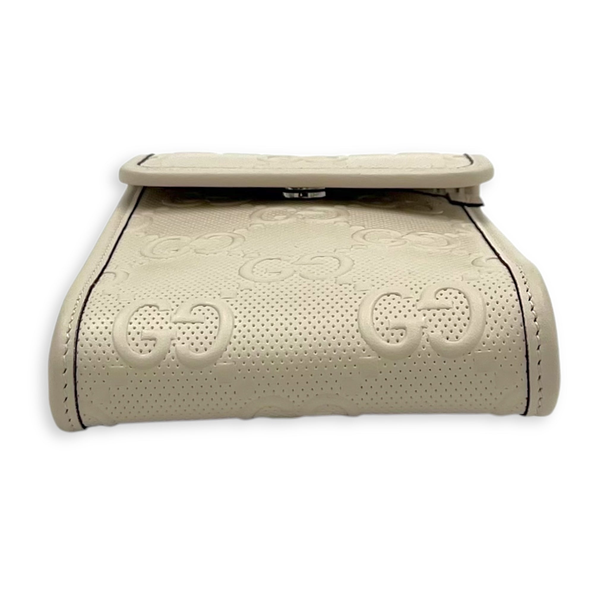 GG Crossbody Bag White in Calfskin, Silver hardware - Image 6