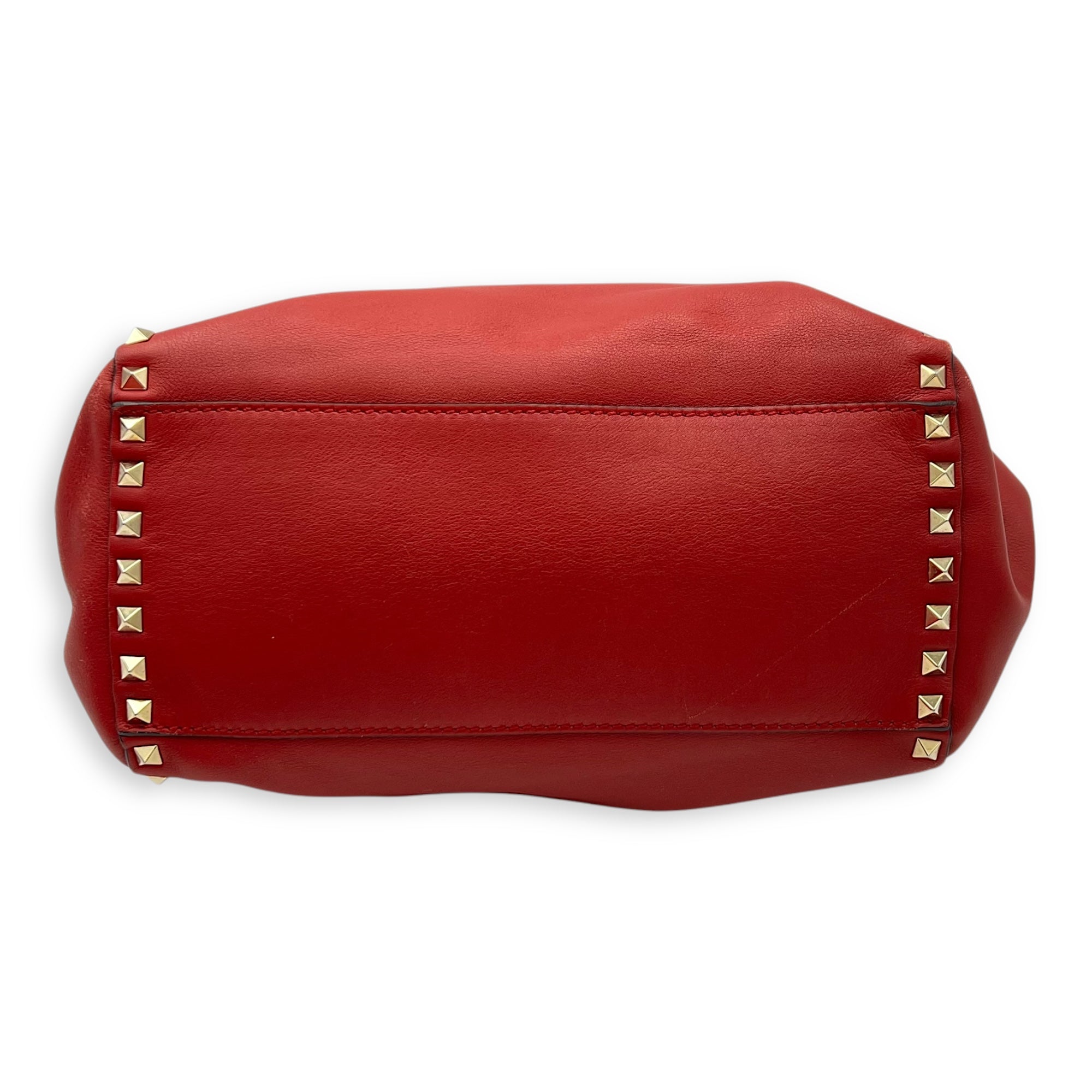 Rockstud Top Handle Bag Red in Calfskin, Gold hardware - Image 6