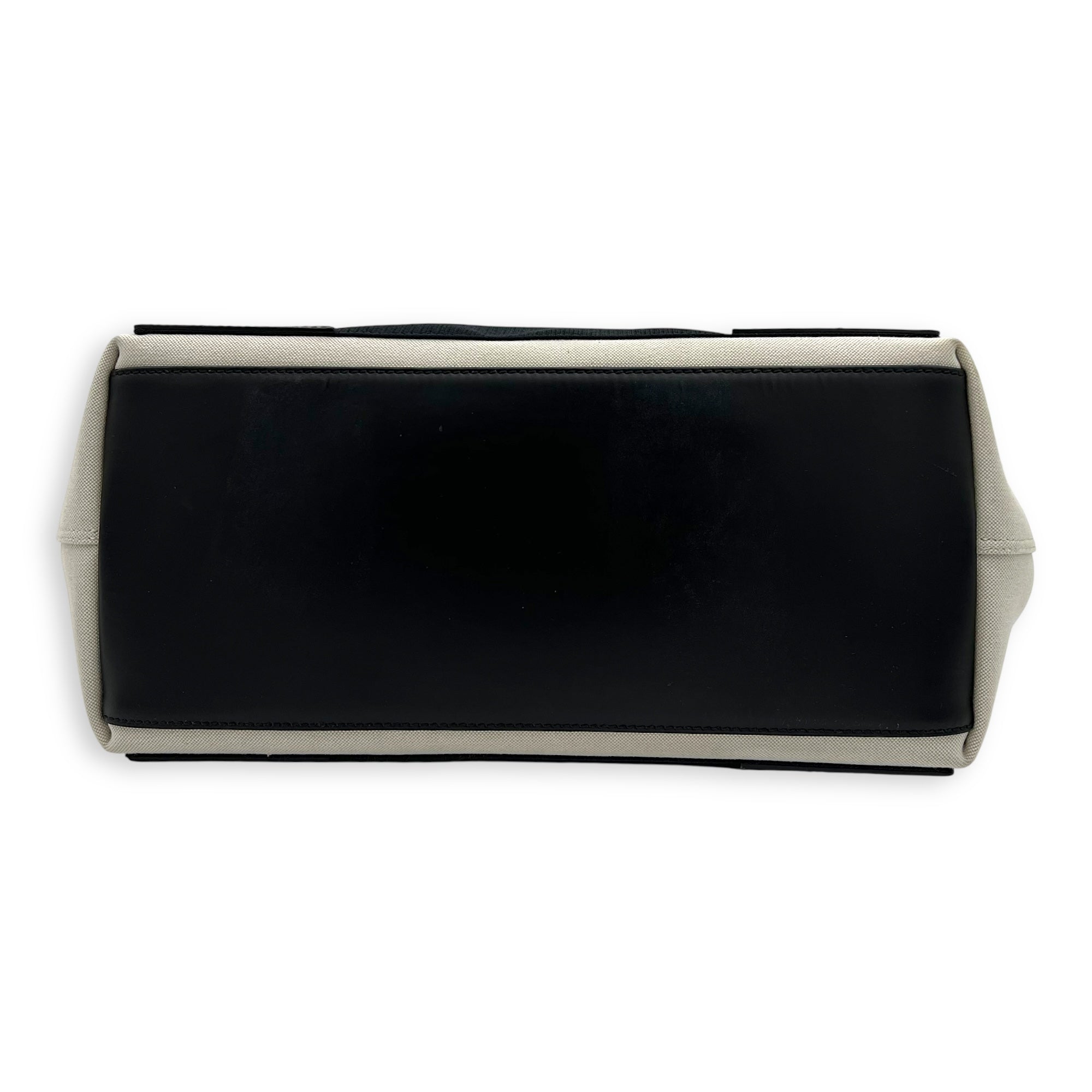 Cabas Tote Bag Medium White in Canvas, Silver hardware - Image 6