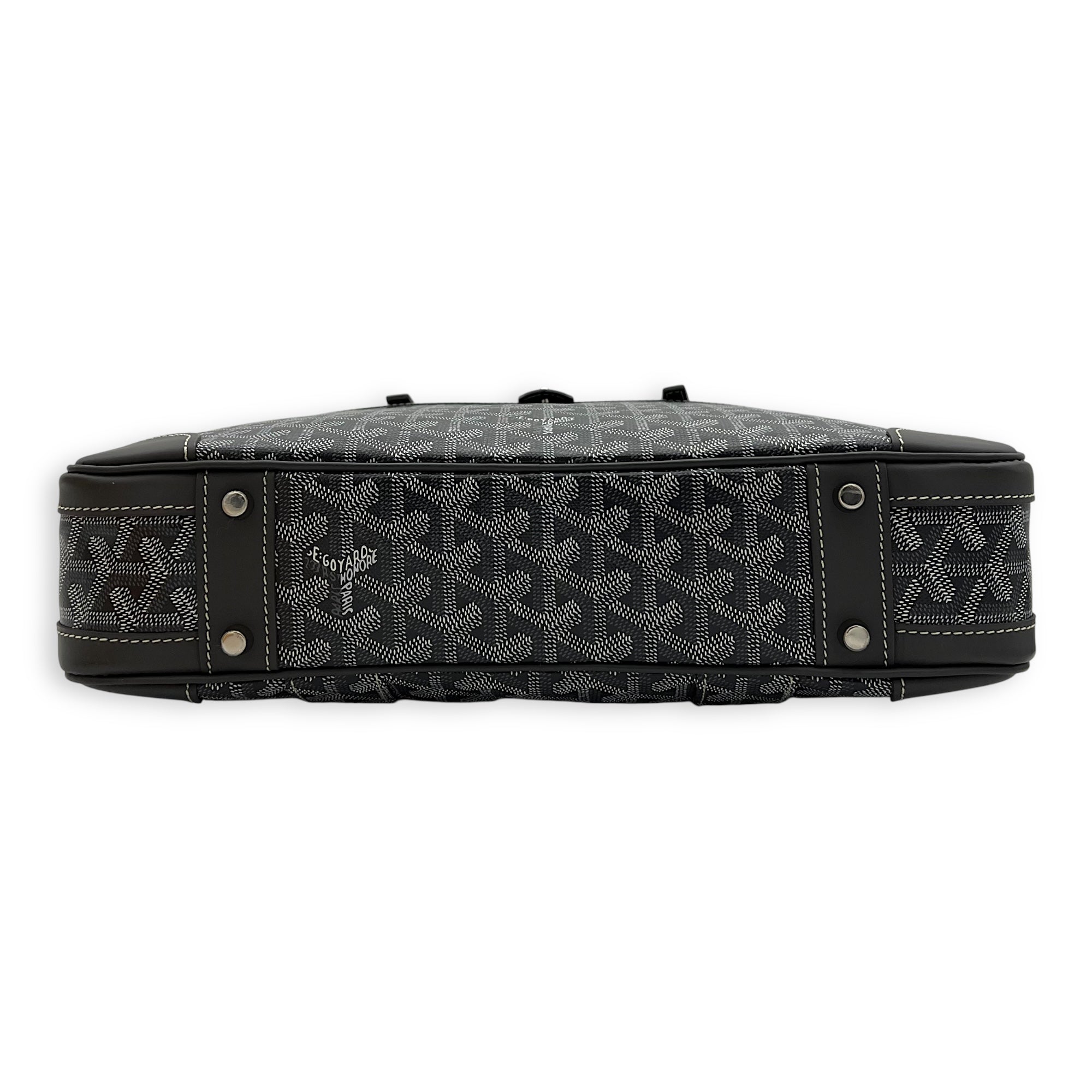 Ambassade Briefcase Grey in Coated Canvas, Silver hardware - Image 6