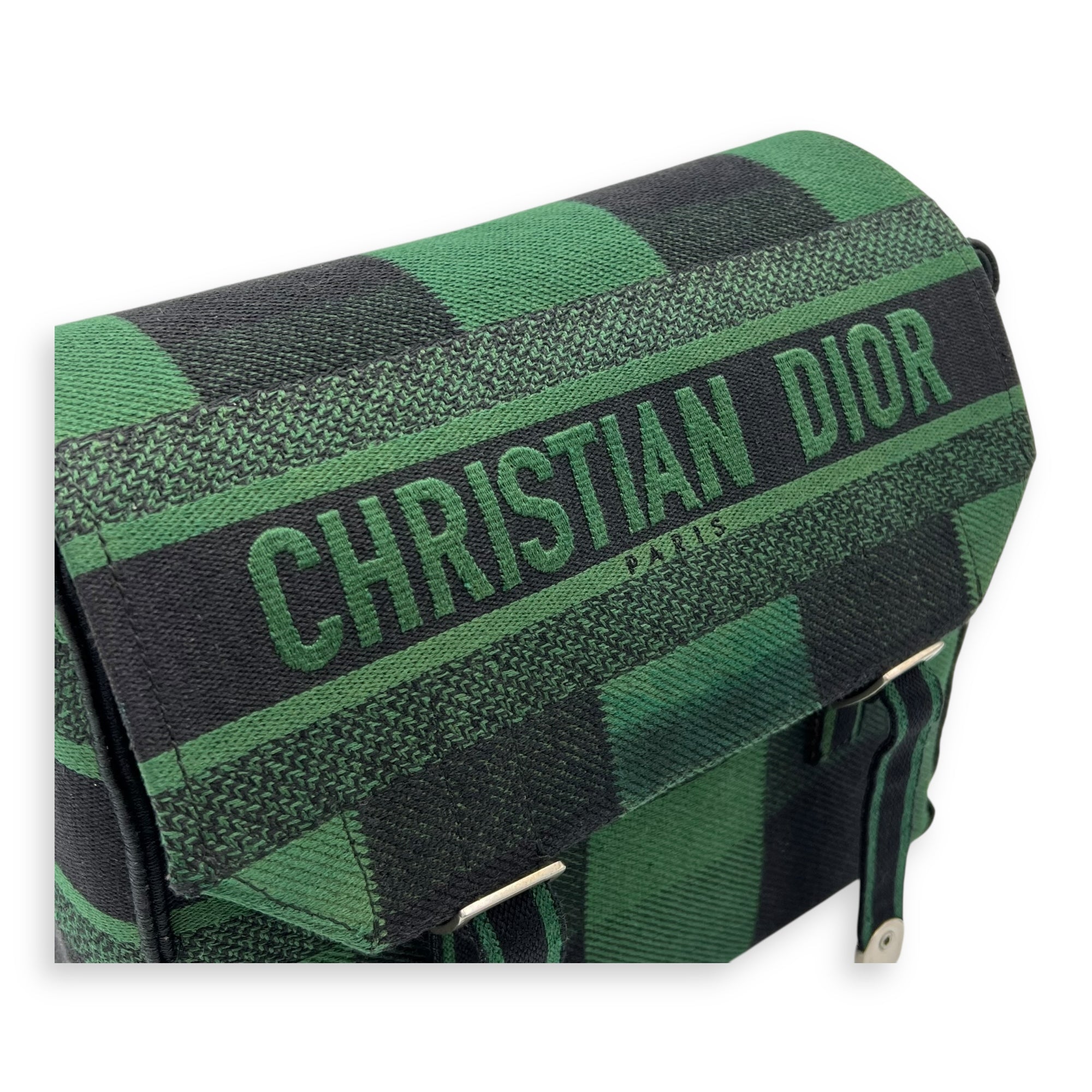 Camp Crossbody Bag Green in Canvas, Silver hardware - Image 7