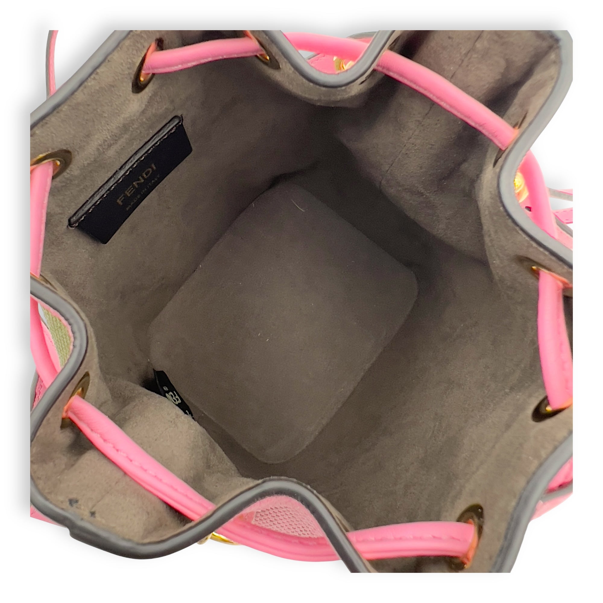 Mon Tresor Mini Pink Bucket Bag in Raffia, Gold hardware - Image 5