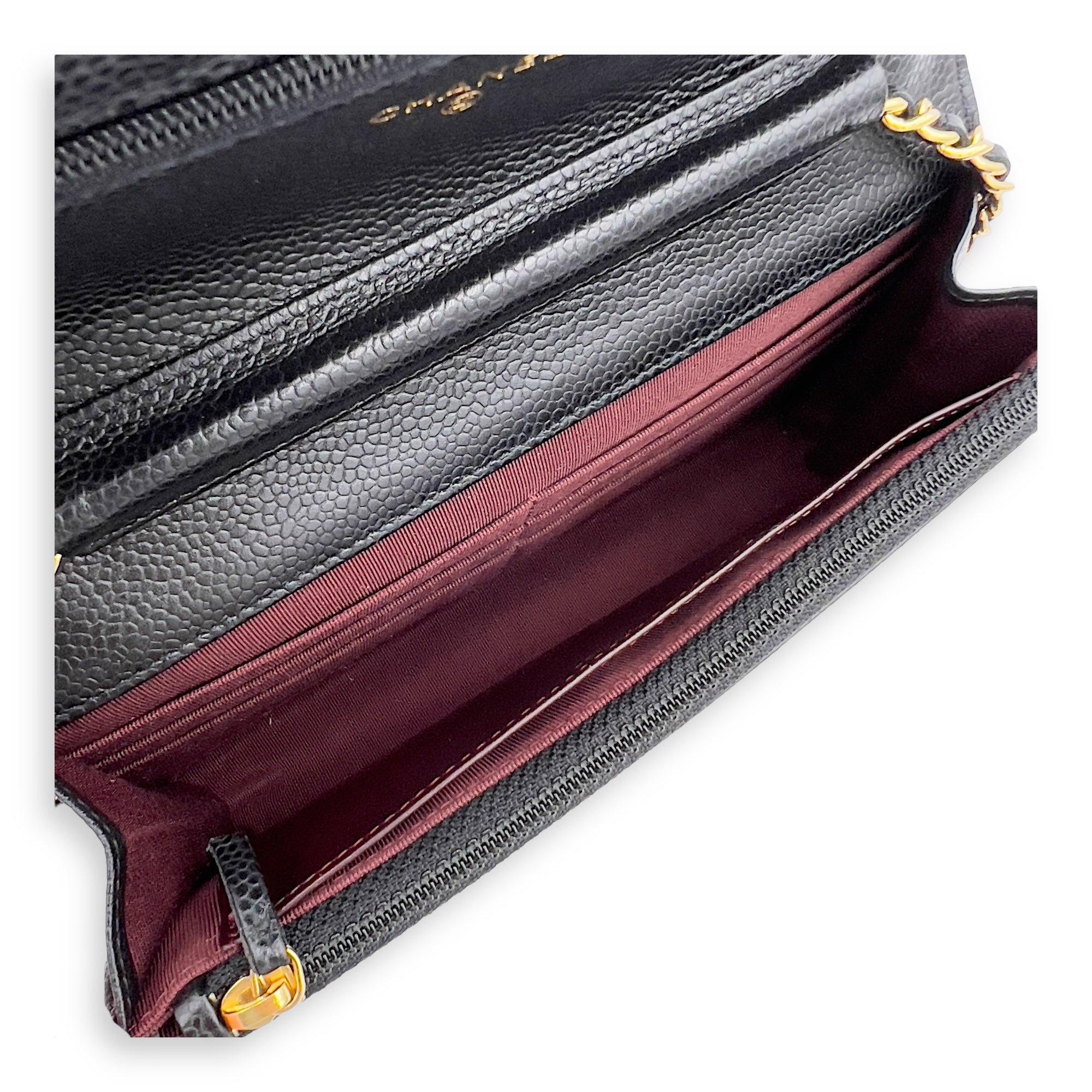 Classic Wallet On Chain Black in Caviar Leather, Gold hardware - Image 7