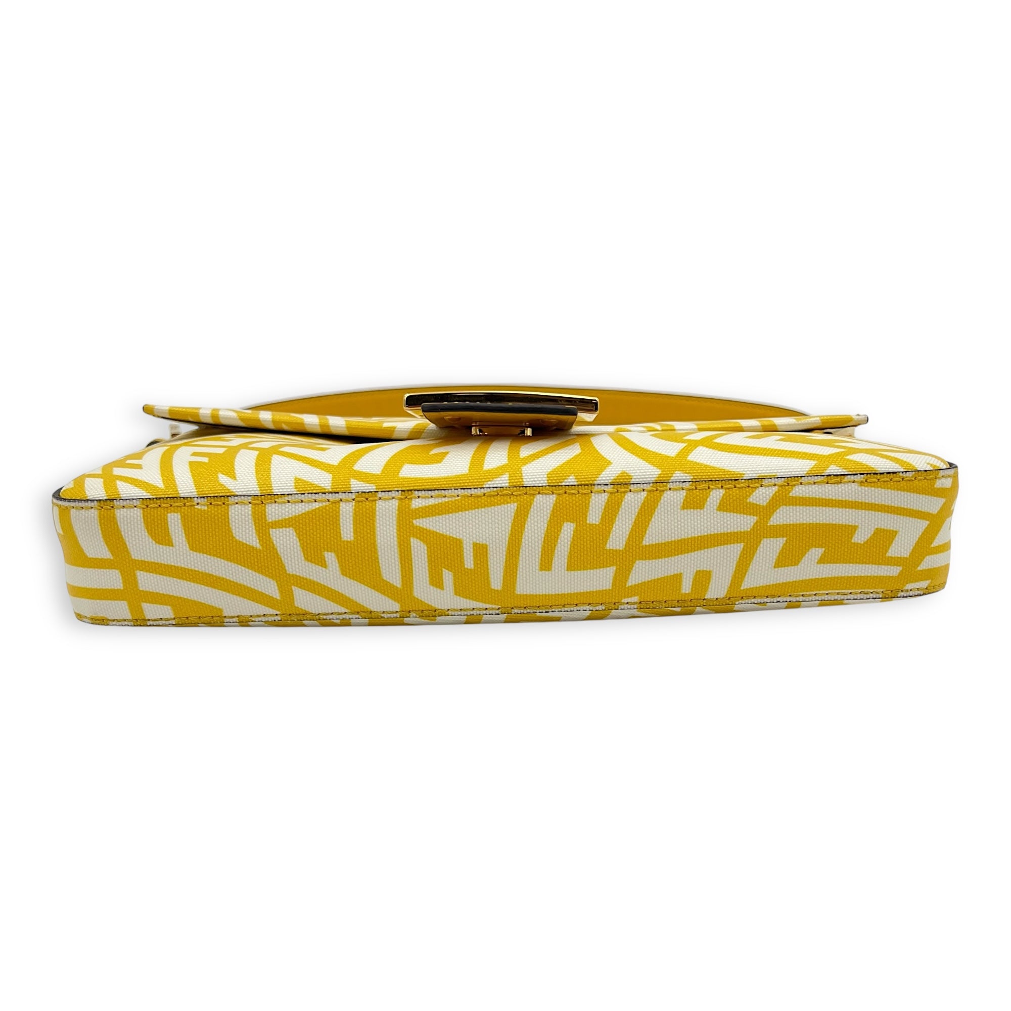Baguette Shoulder Bag Yellow in Coated Canvas, Gold hardware - Image 6