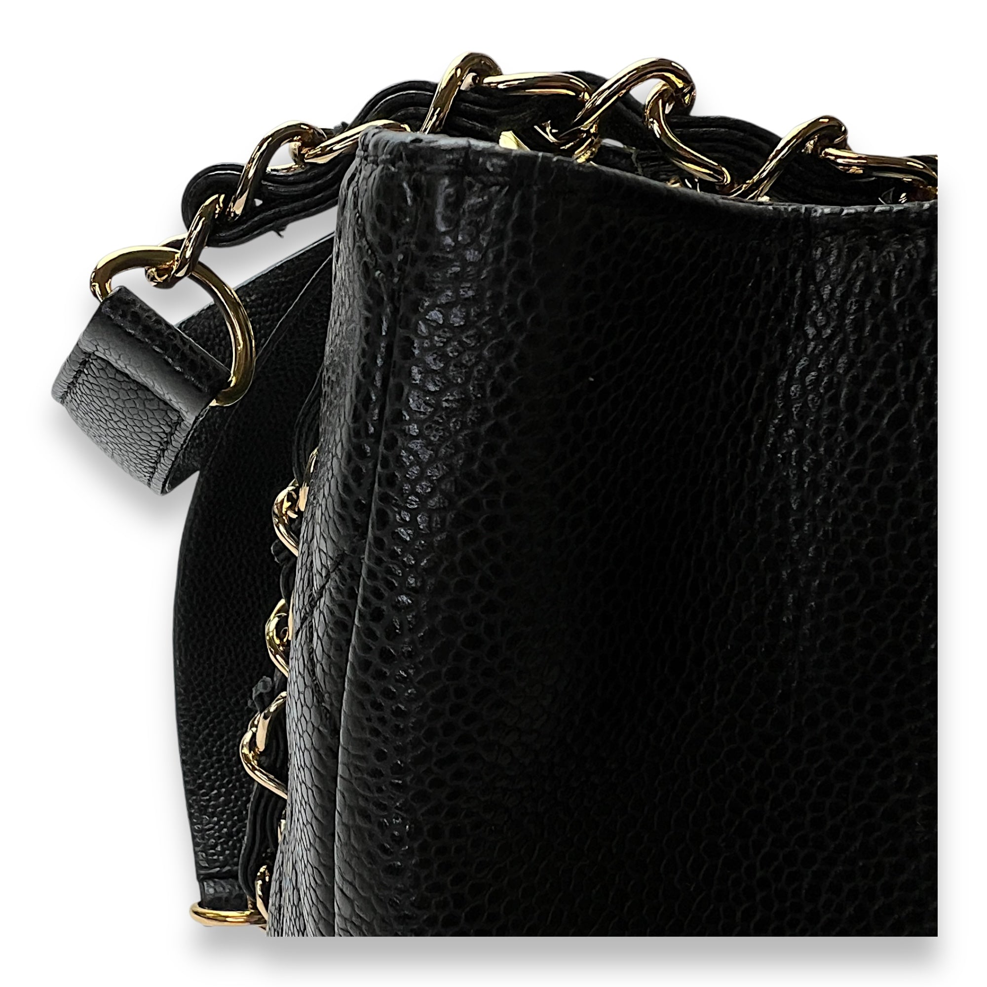 GST Black Shoulder Bag in Caviar Leather, Gold hardware - Image 8