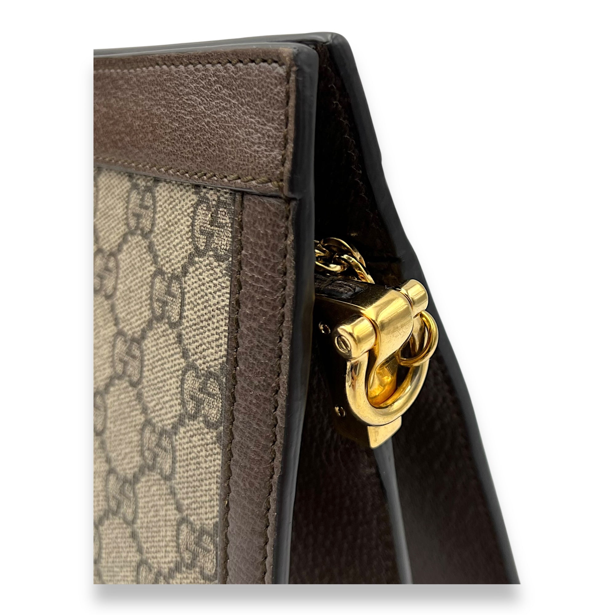 Ophidia Shoulder Bag Brown in Coated Canvas, Gold hardware - Image 8