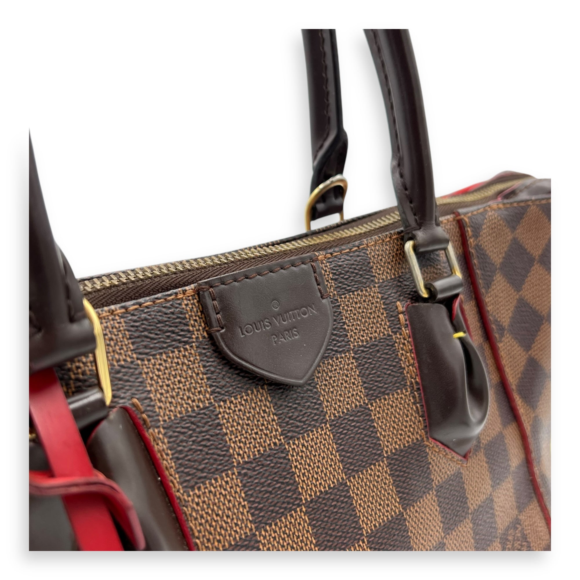 Caissa Top Handle Bag Brown in Coated Canvas, Gold hardware - Image 8