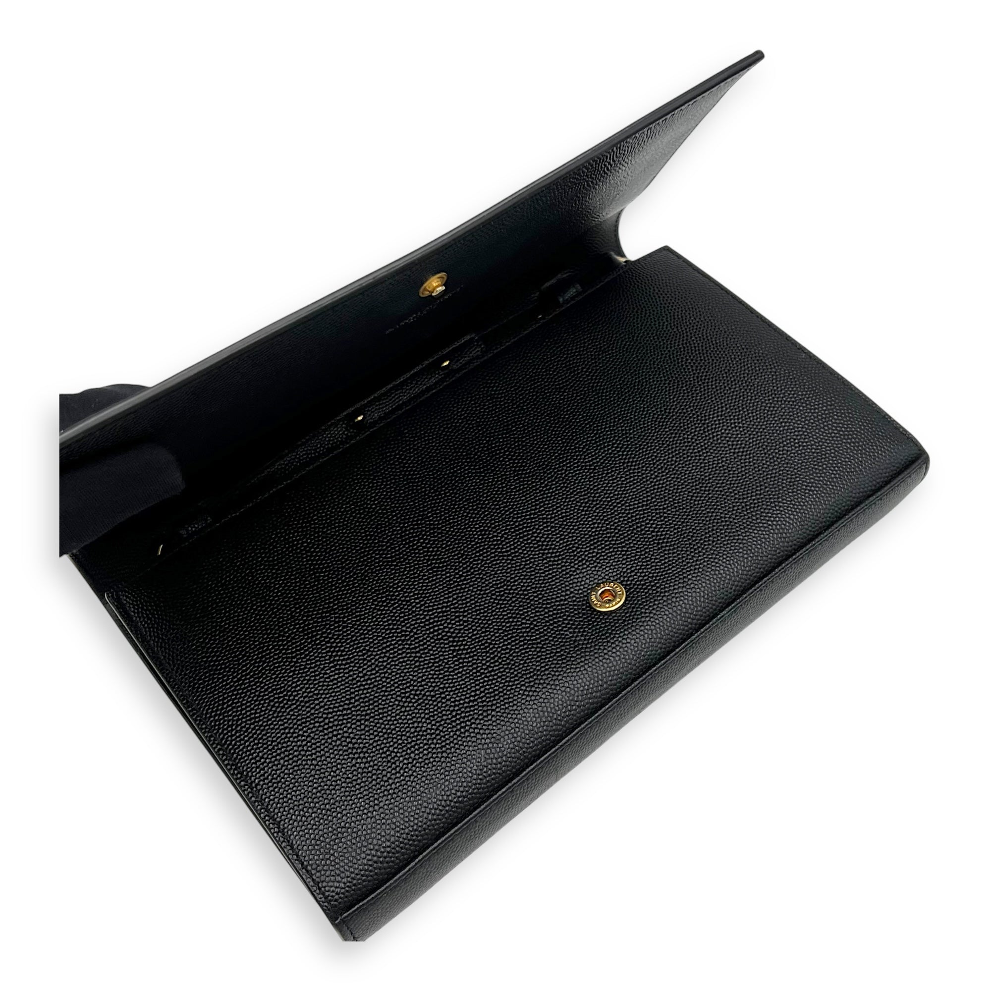 Star Monogram Black Wallet On Chain in Calfskin, Gold hardware - Image 8