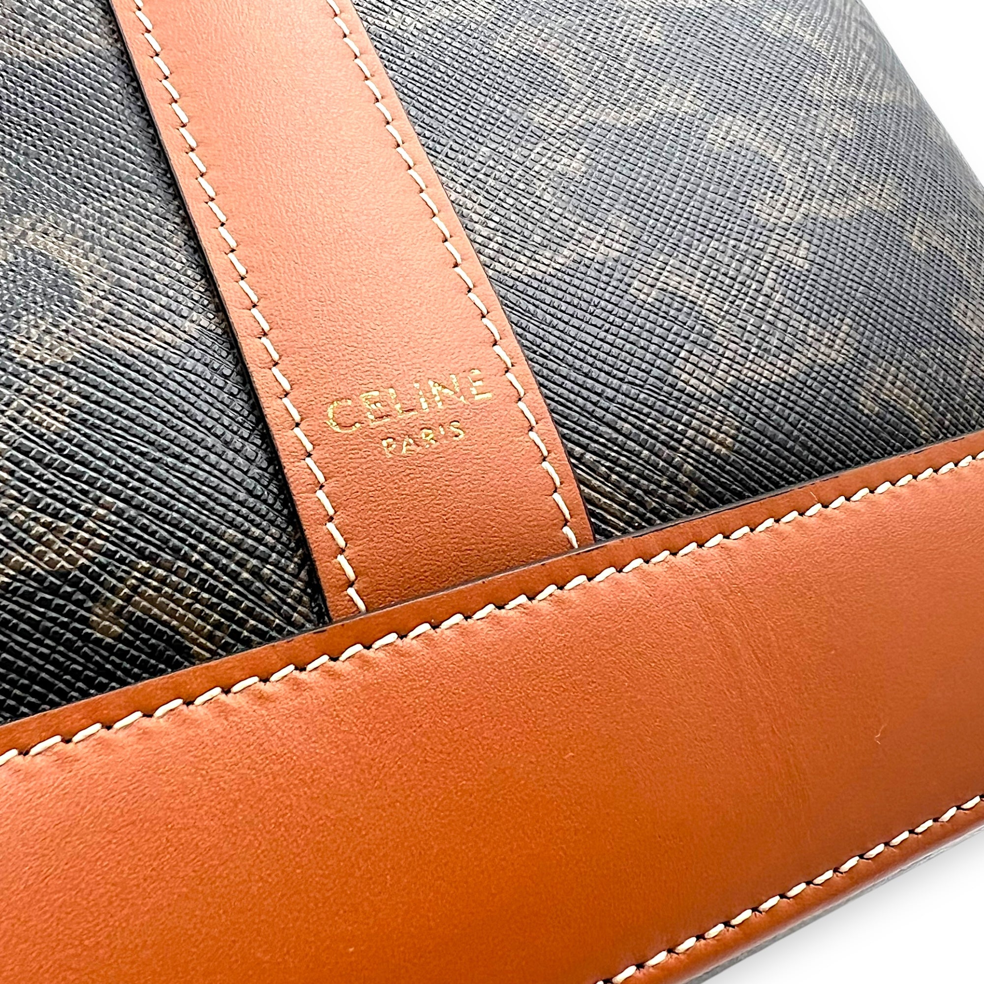 Triomphe Tote Bag Brown in Coated Canvas, Gold hardware - Image 8