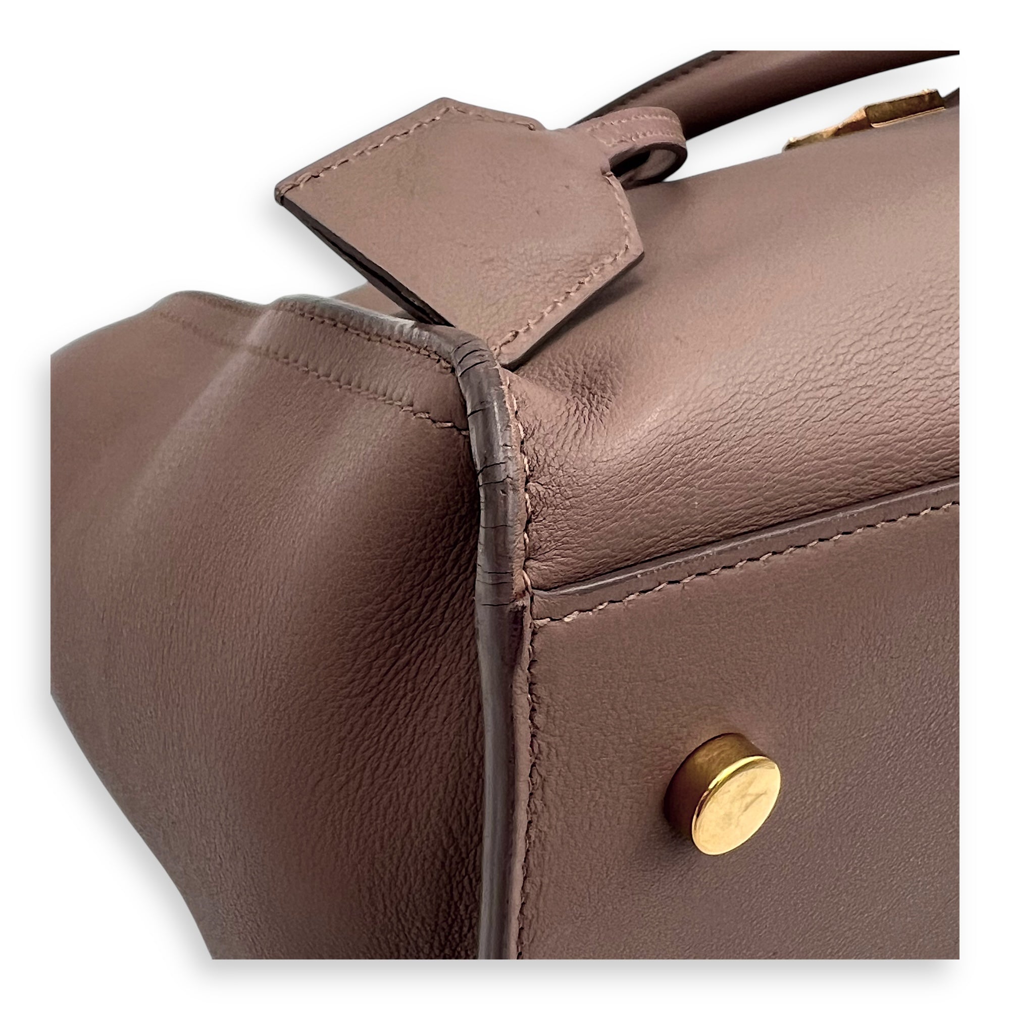 Cabas Top Handle Bag Beige in Calfskin, Gold hardware - Image 8