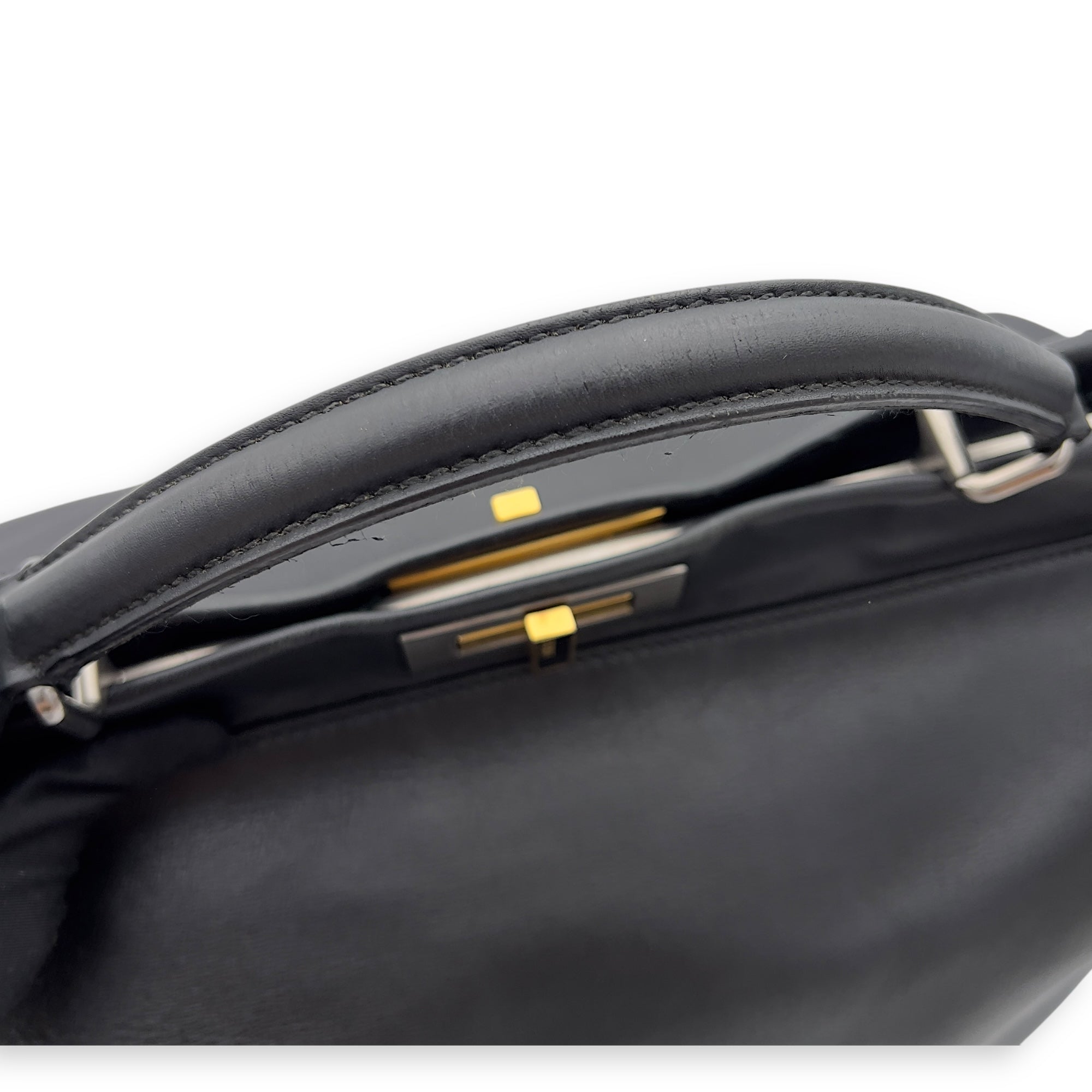 Peekaboo Top Handle Bag Black in Calfskin, Silver hardware - Image 13