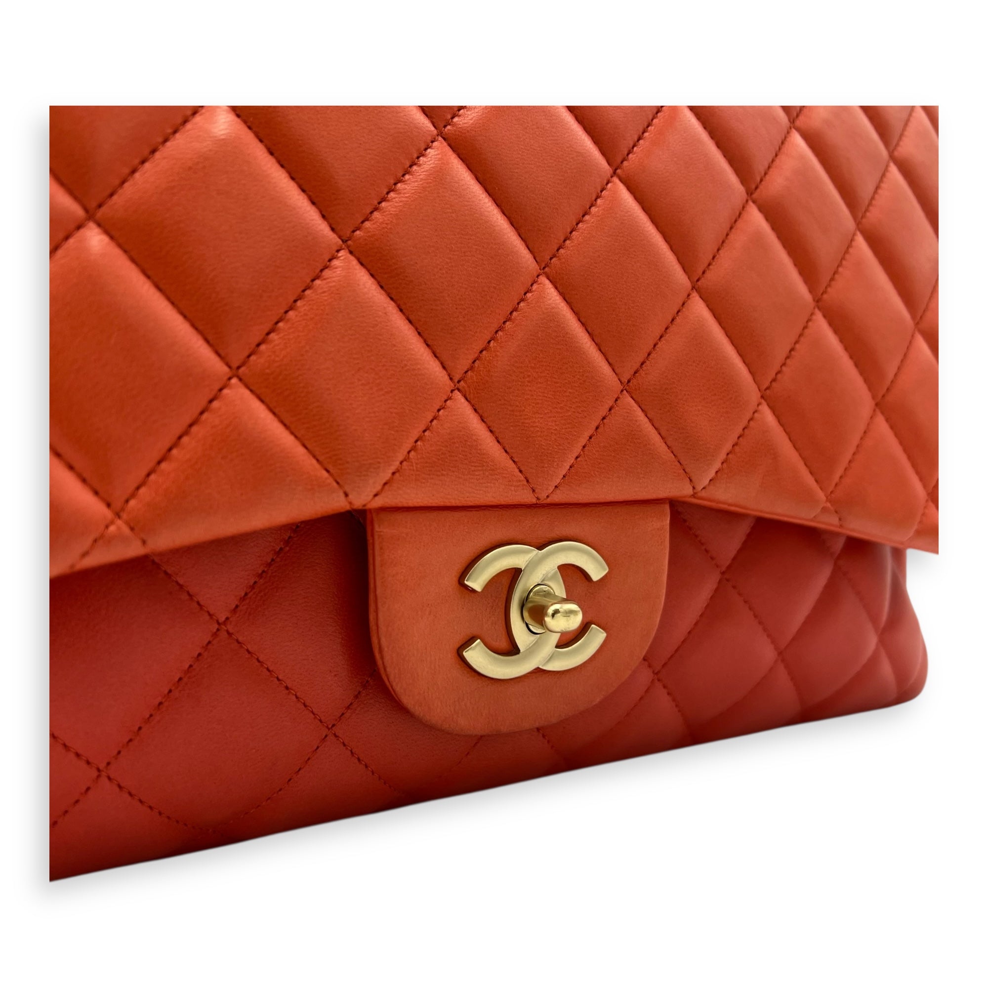 Classic Orange Shoulder Bag in Lambskin, Brushed Gold hardware - Image 9