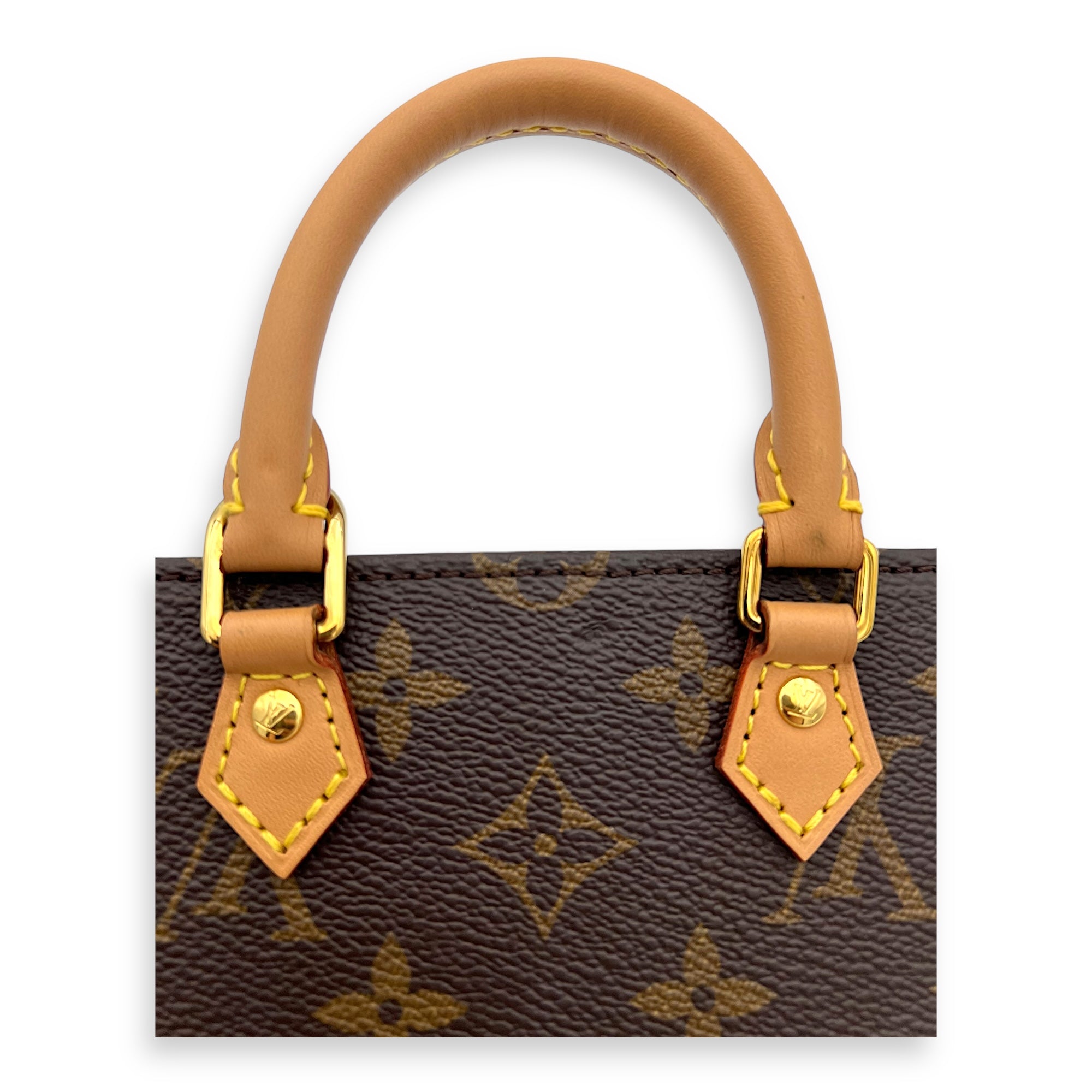 Sac Plat Top Handle Bag Petite Brown in Monogram Coated Canvas, Gold hardware - Image 10