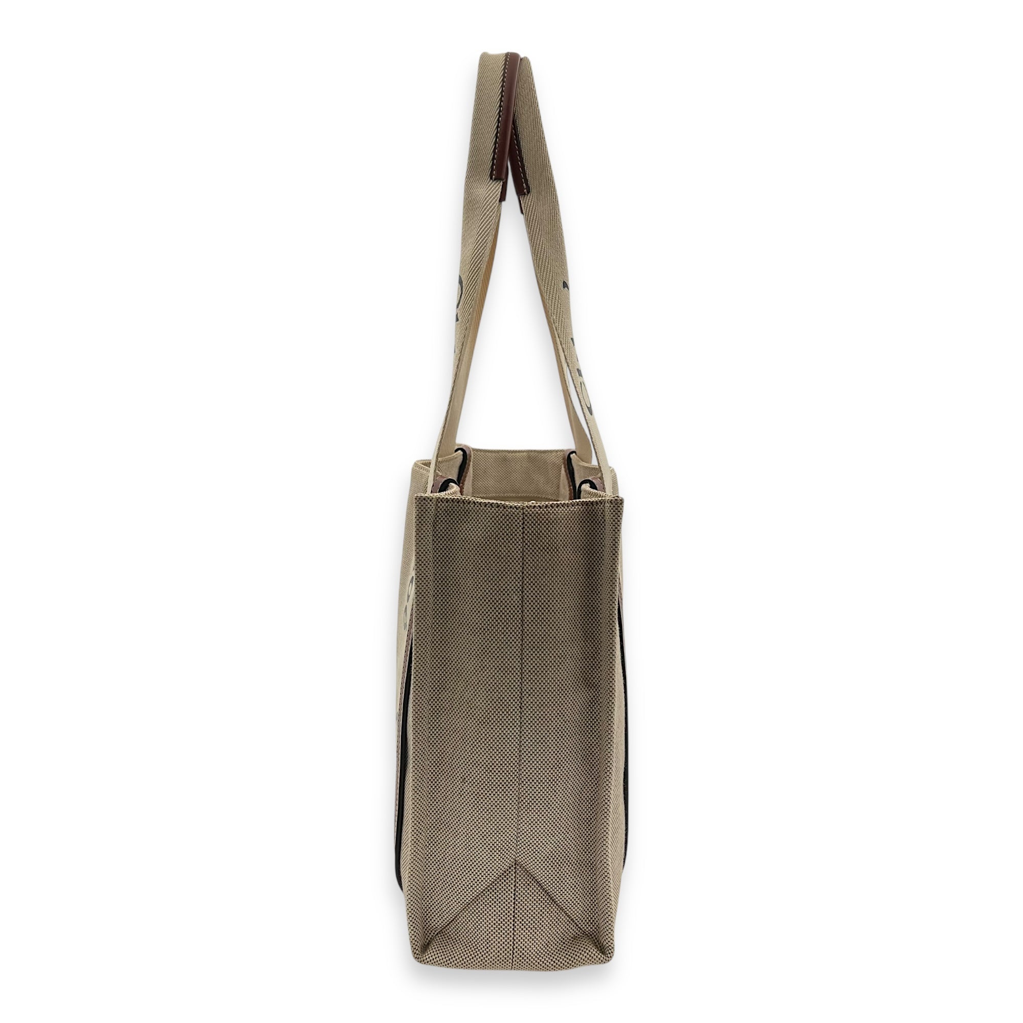 Woody Medium Beige Tote Bag in Canvas - Image 4