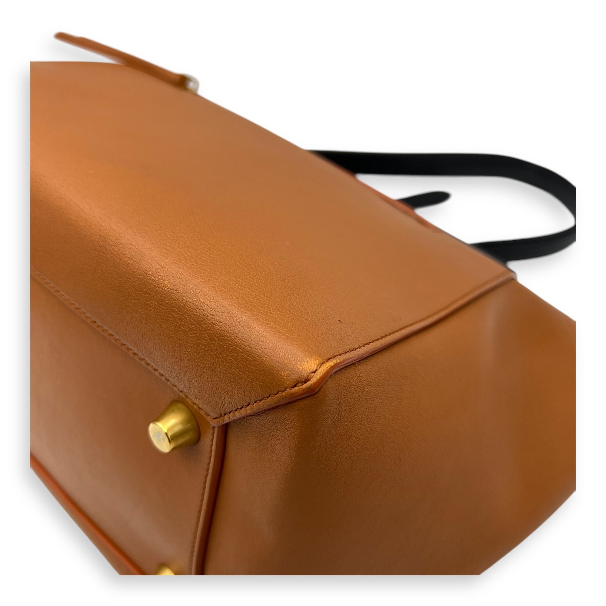 Belt Bag Small Brown Top Handle Bag in Calfskin, Gold hardware - Image 10