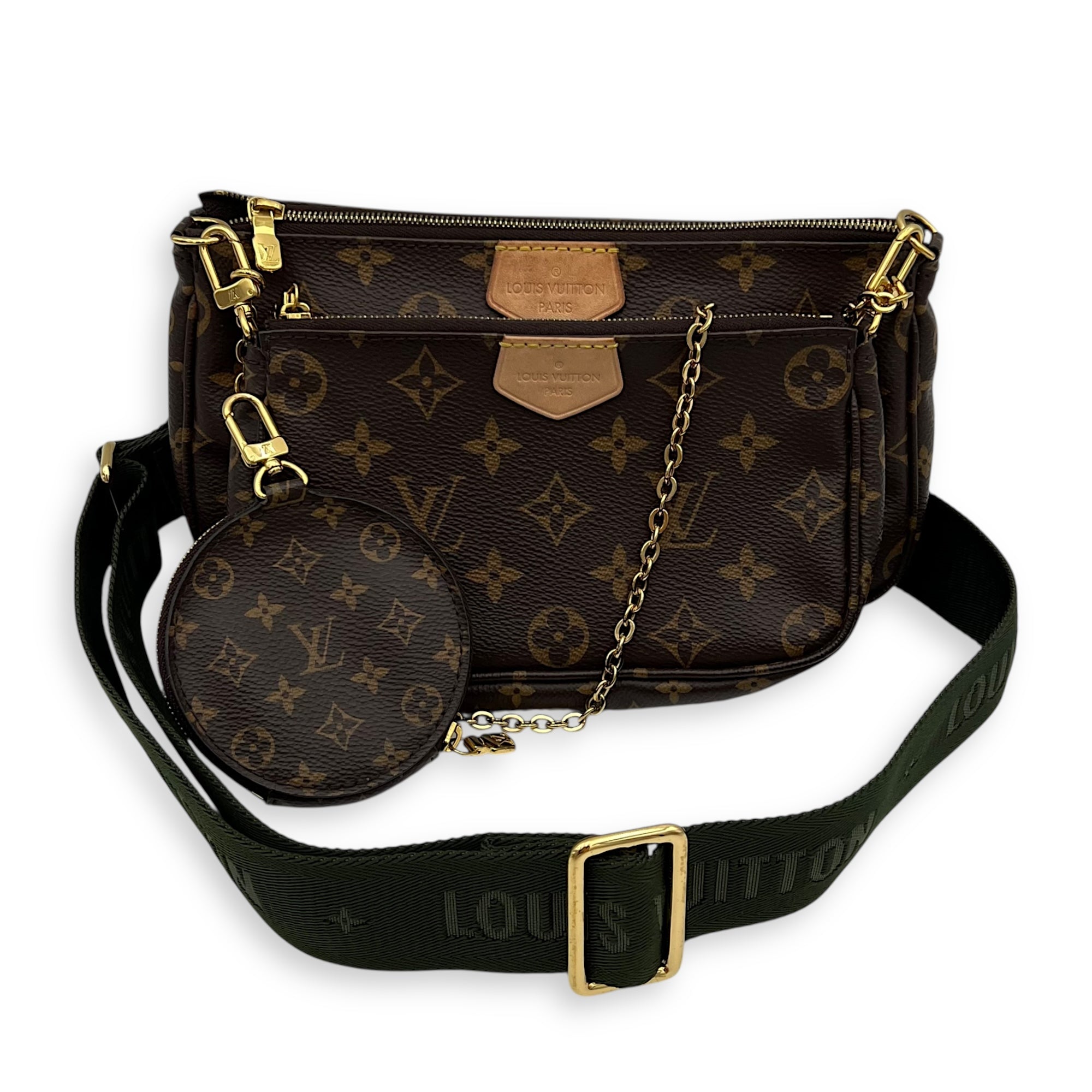 Multi-Pochette Accessoires Crossbody Bag Brown in Monogram Coated Canvas, Gold hardware - Image 12