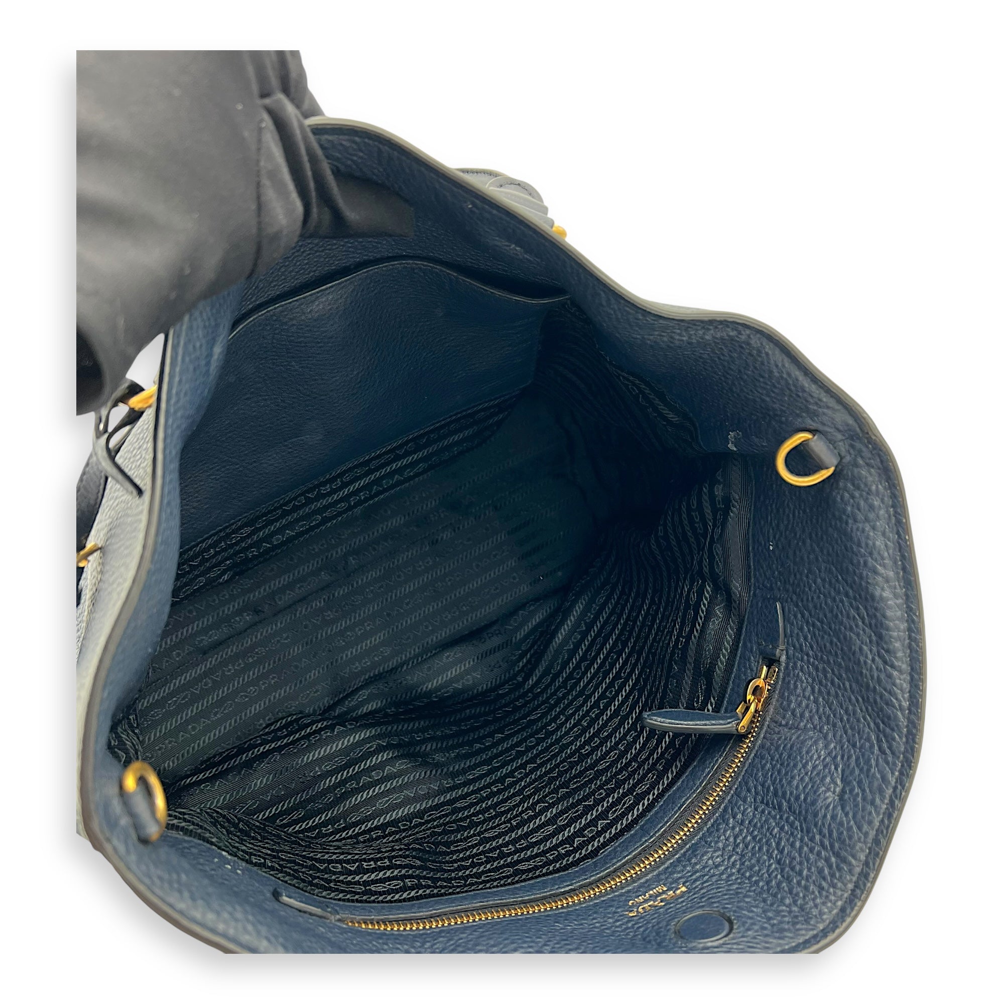 2 way bag Top Handle Bag Blue in Calfskin, Gold hardware - Image 10