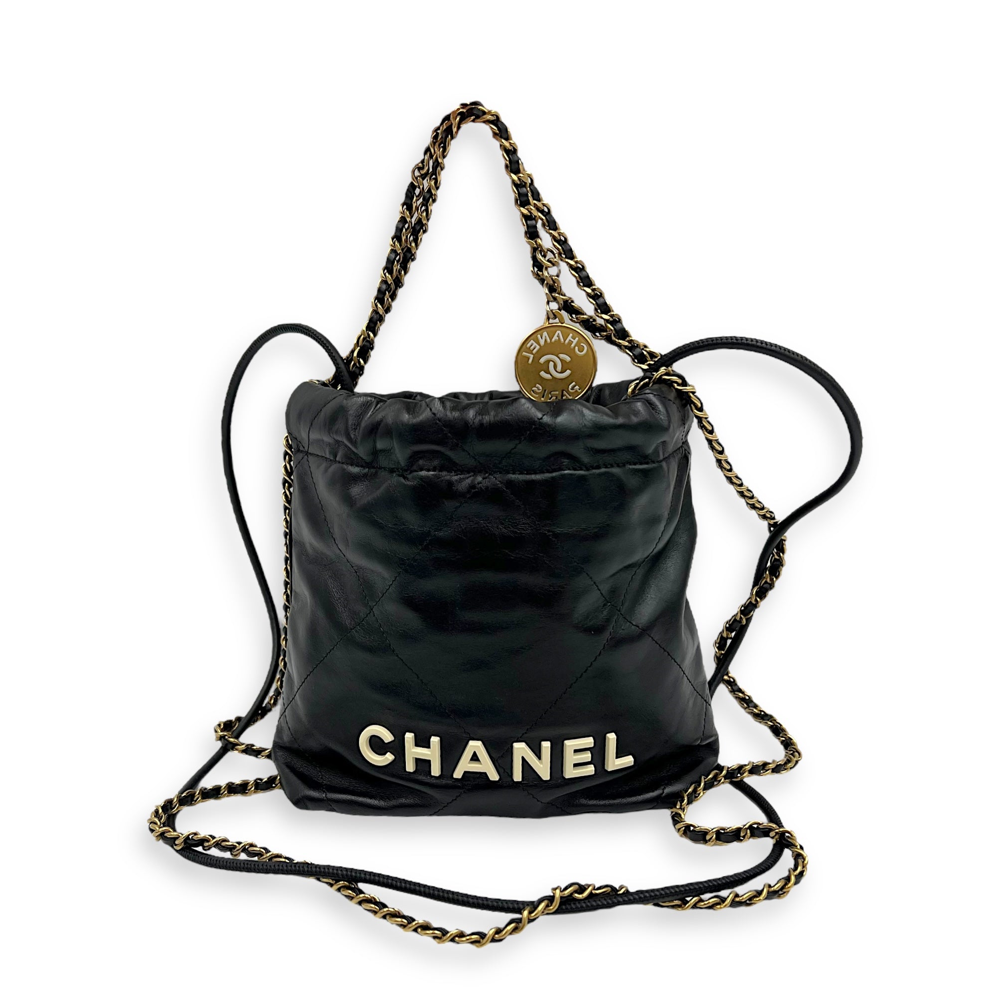 22 Tote Shoulder Bag Mini Black in Lambskin, Gold hardware - Image 8