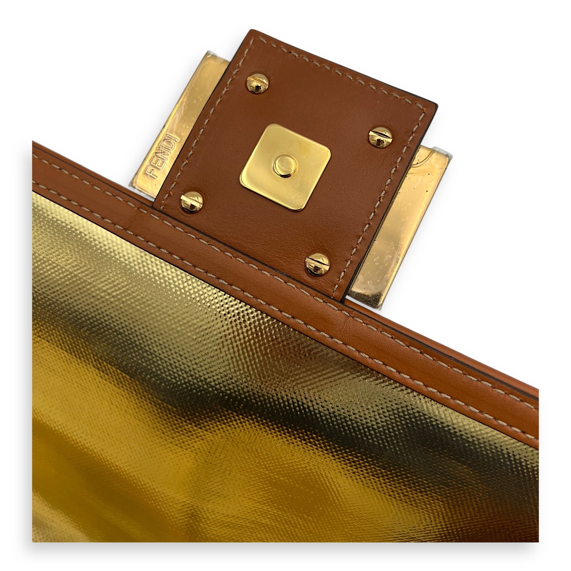 Baguette Shoulder Bag Blue in Denim, Gold hardware - Image 10