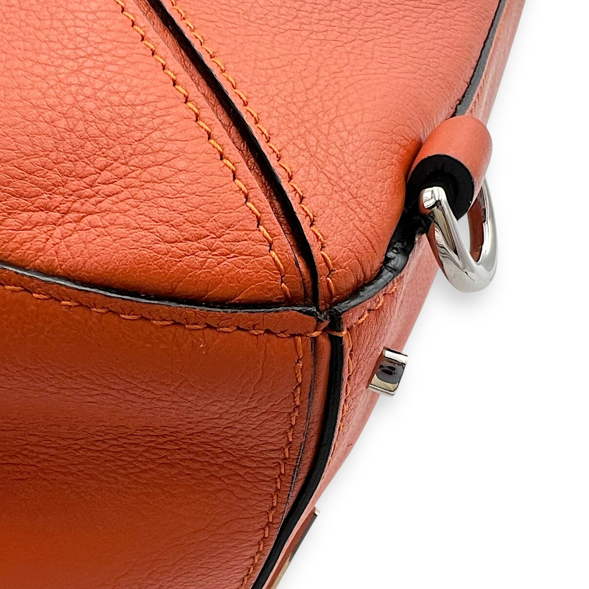 Puzzle Medium Orange Crossbody Bag in Calfskin, Silver hardware - Image 10