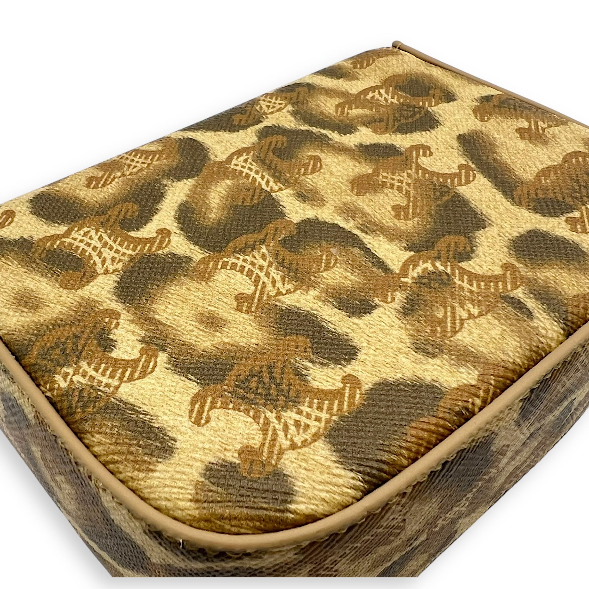 Claude Mini Brown Crossbody Bag in Coated Canvas, Gold hardware - Image 10