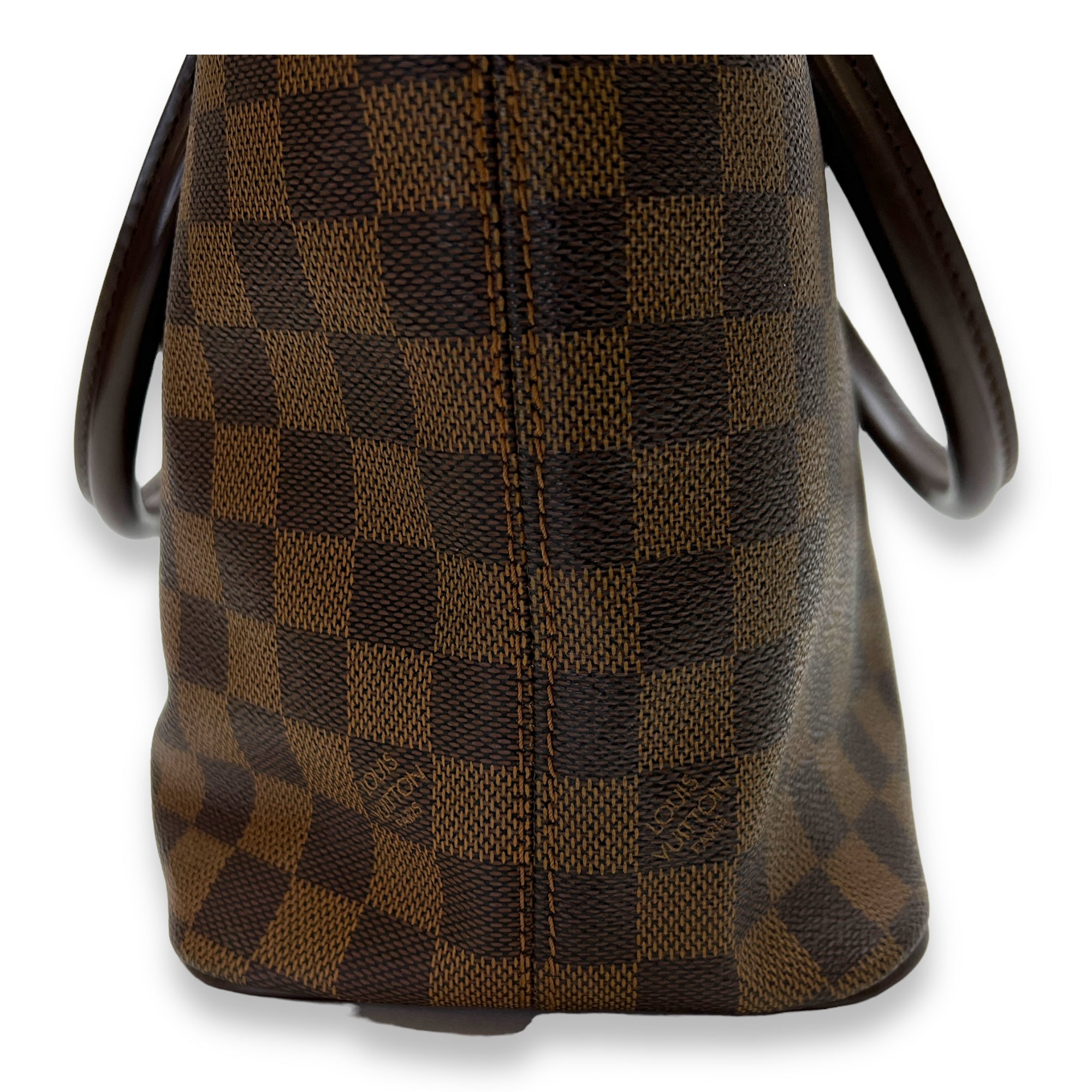 Saleya PM Damier Ebene Top Handle Bag in Coated Canvas, Gold hardware - Image 11