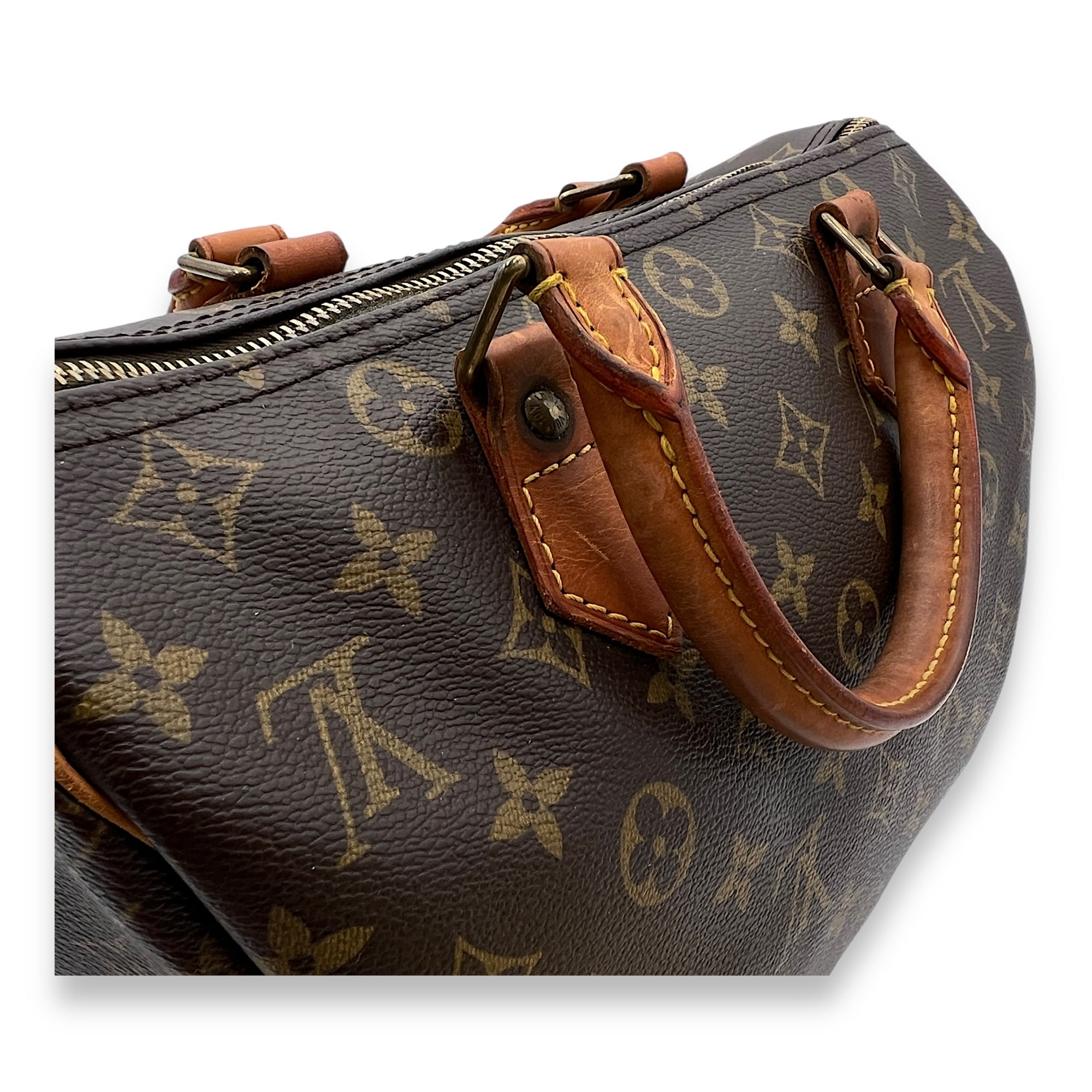 Speedy Top Handle Bag 30 Brown in Monogram Coated Canvas, Gold hardware - Image 11
