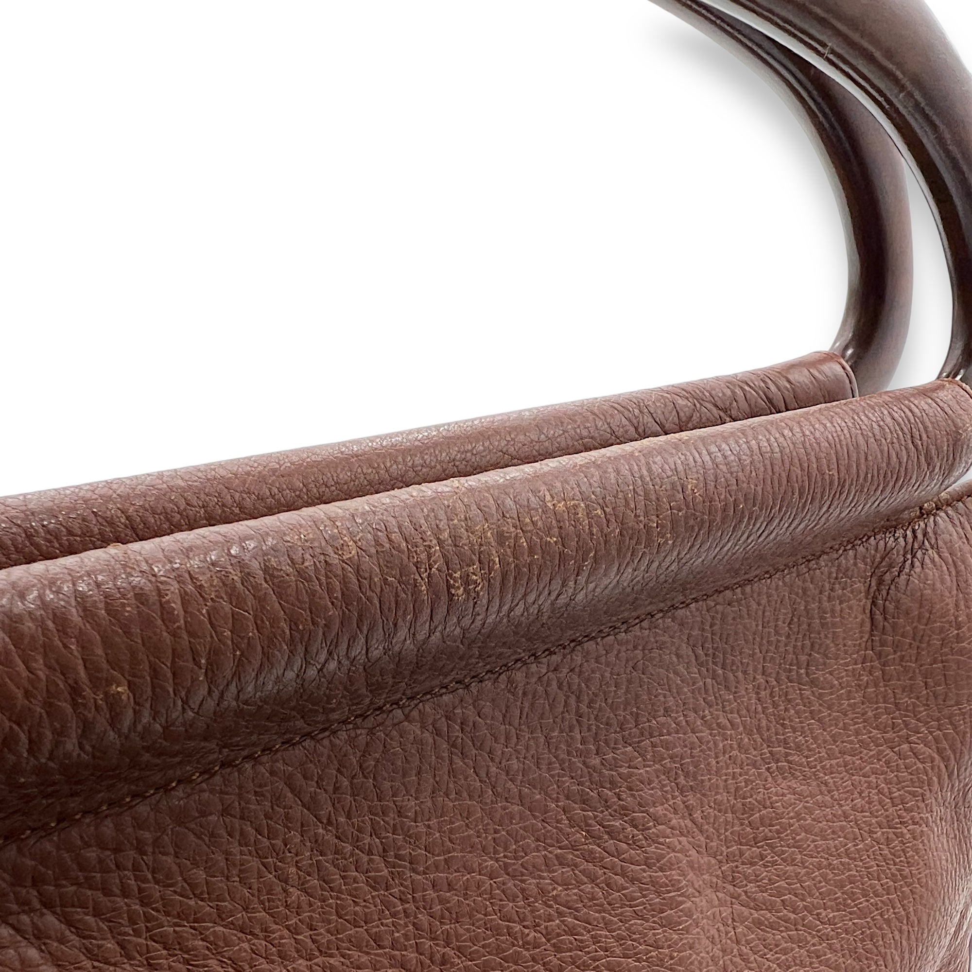 Vintage CC Brown Top Handle Bag in Calfskin, Gold hardware - Image 11