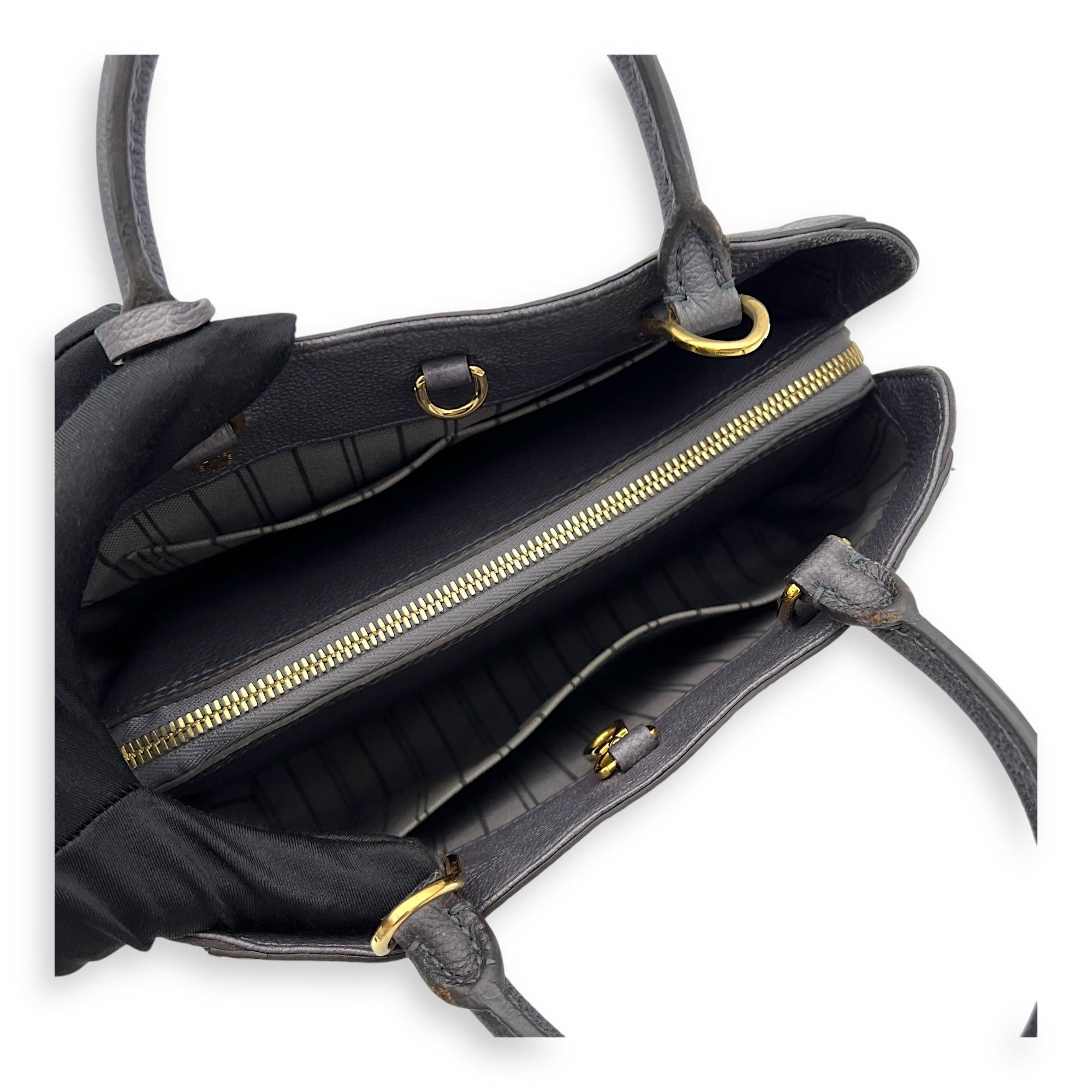 Montaigne Top Handle Bag BB Grey in Empreinte Leather, Gold hardware - Image 11