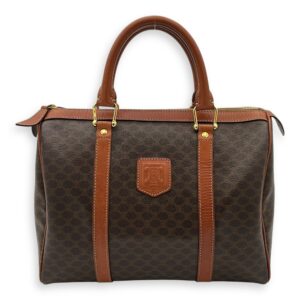 Macadam Top Handle Bag Brown in Calfskin, Gold hardware