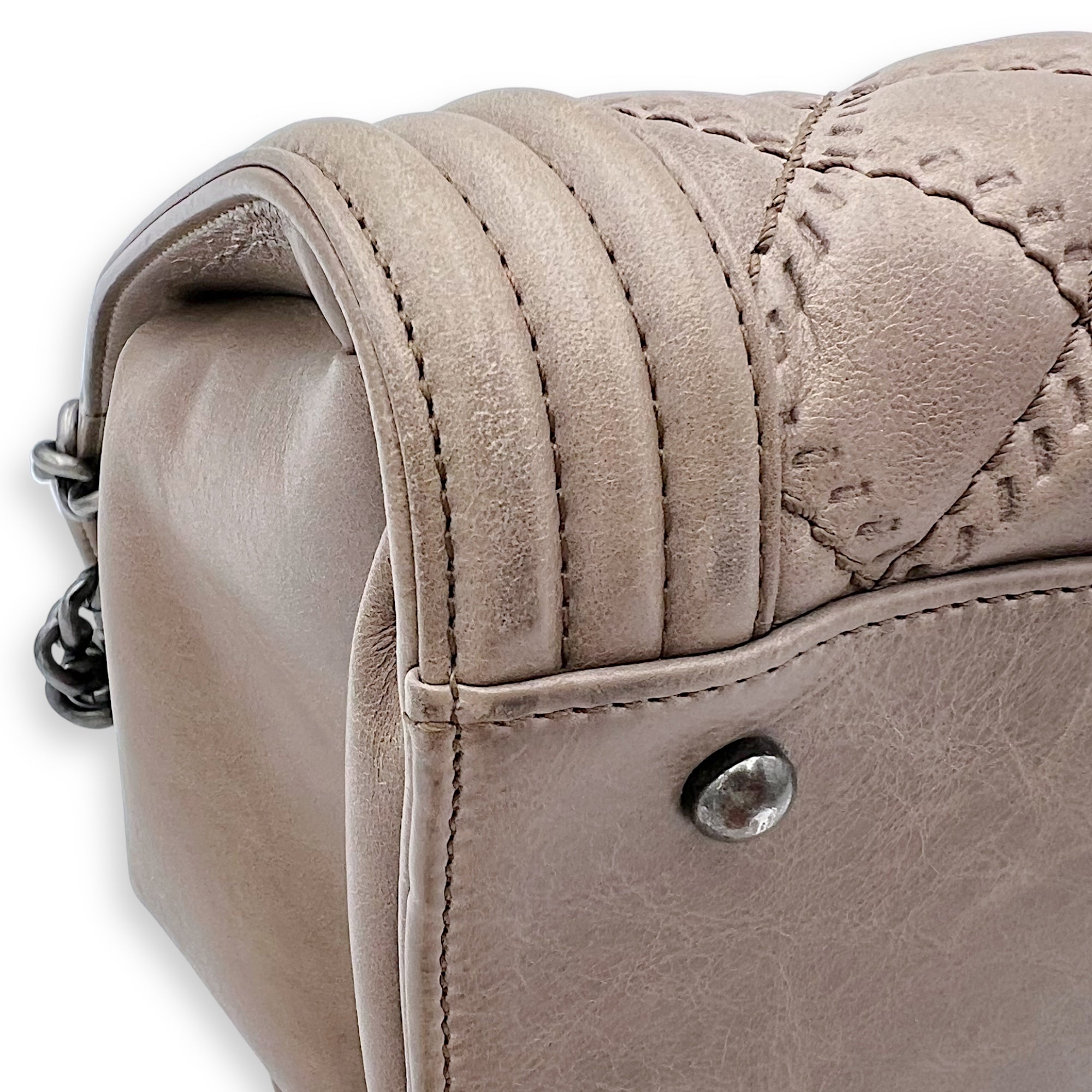 Boy Top Handle Bag Beige in Calfskin, Gunmetal hardware - Image 13