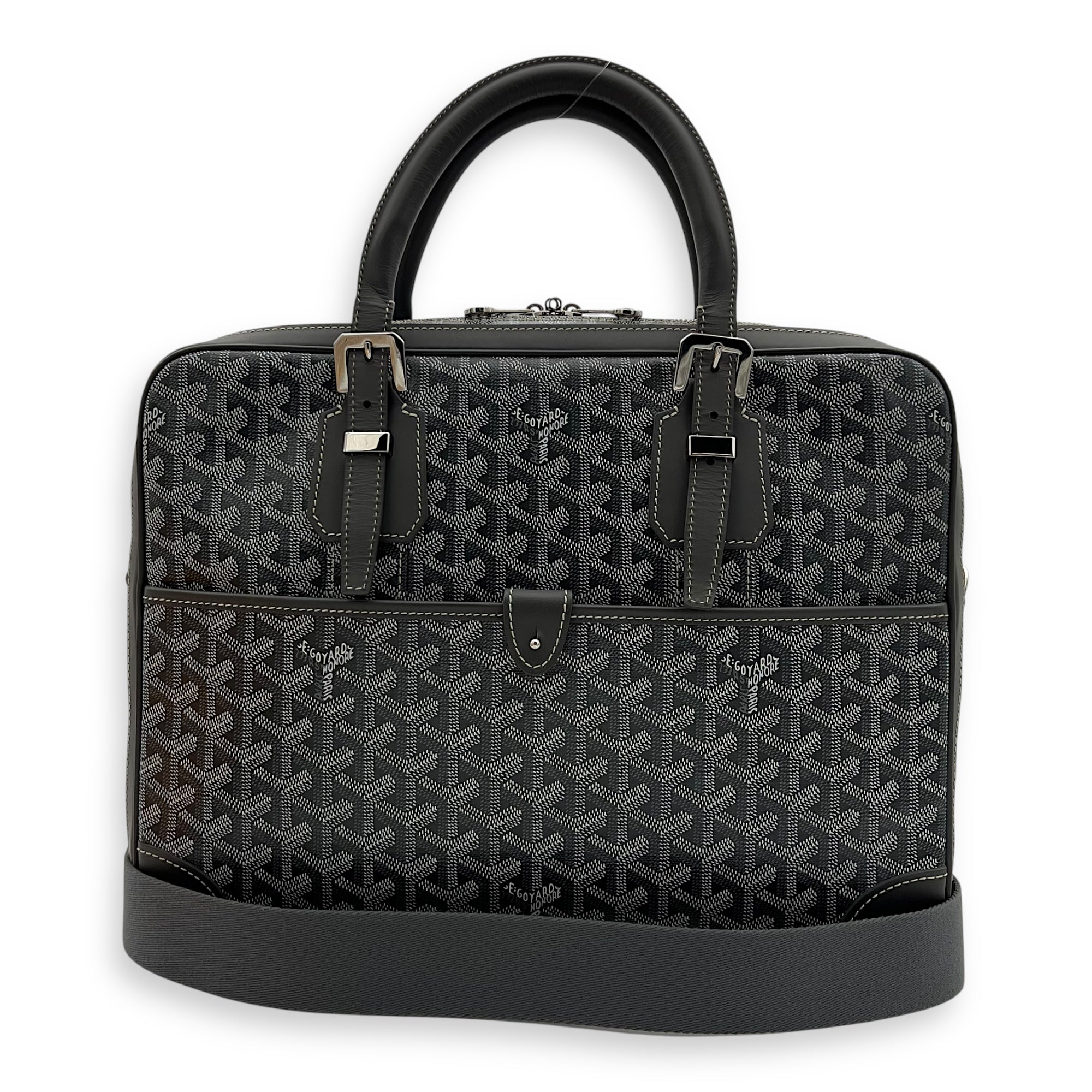 Ambassade Briefcase Grey in Coated Canvas, Silver hardware - Image 11