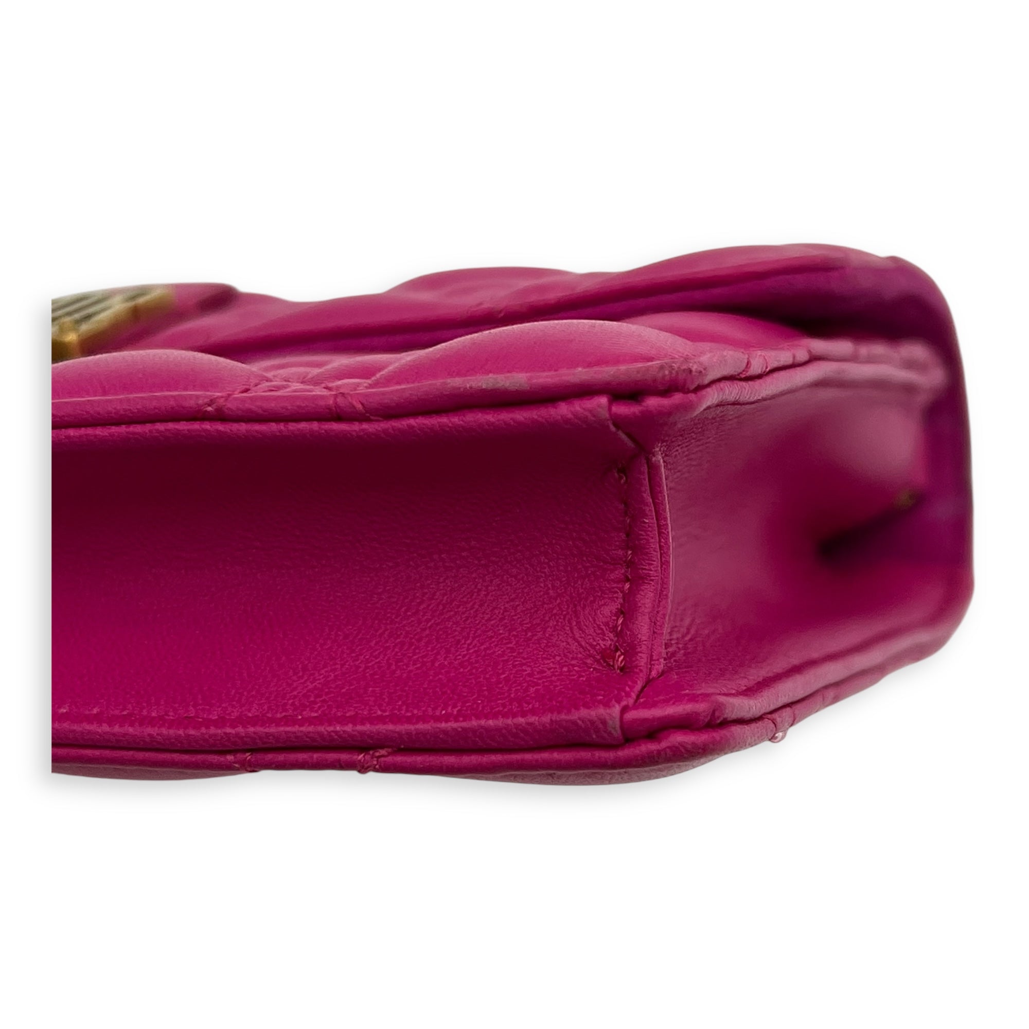 DiorAddict Shoulder Bag Pink in Lambskin, Gold hardware - Image 7