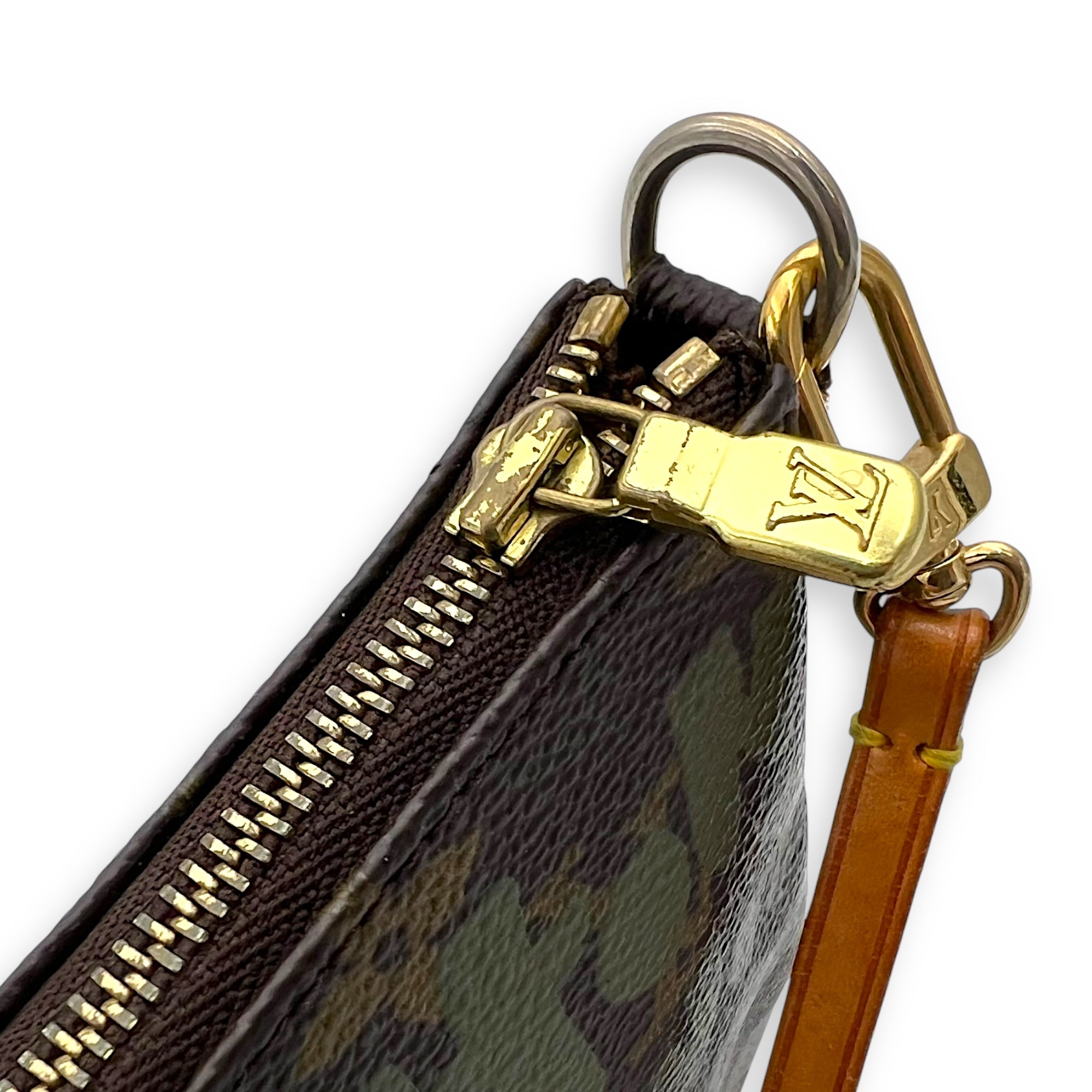 Pochette Pouch Brown in Coated Canvas, Gold hardware - Image 11